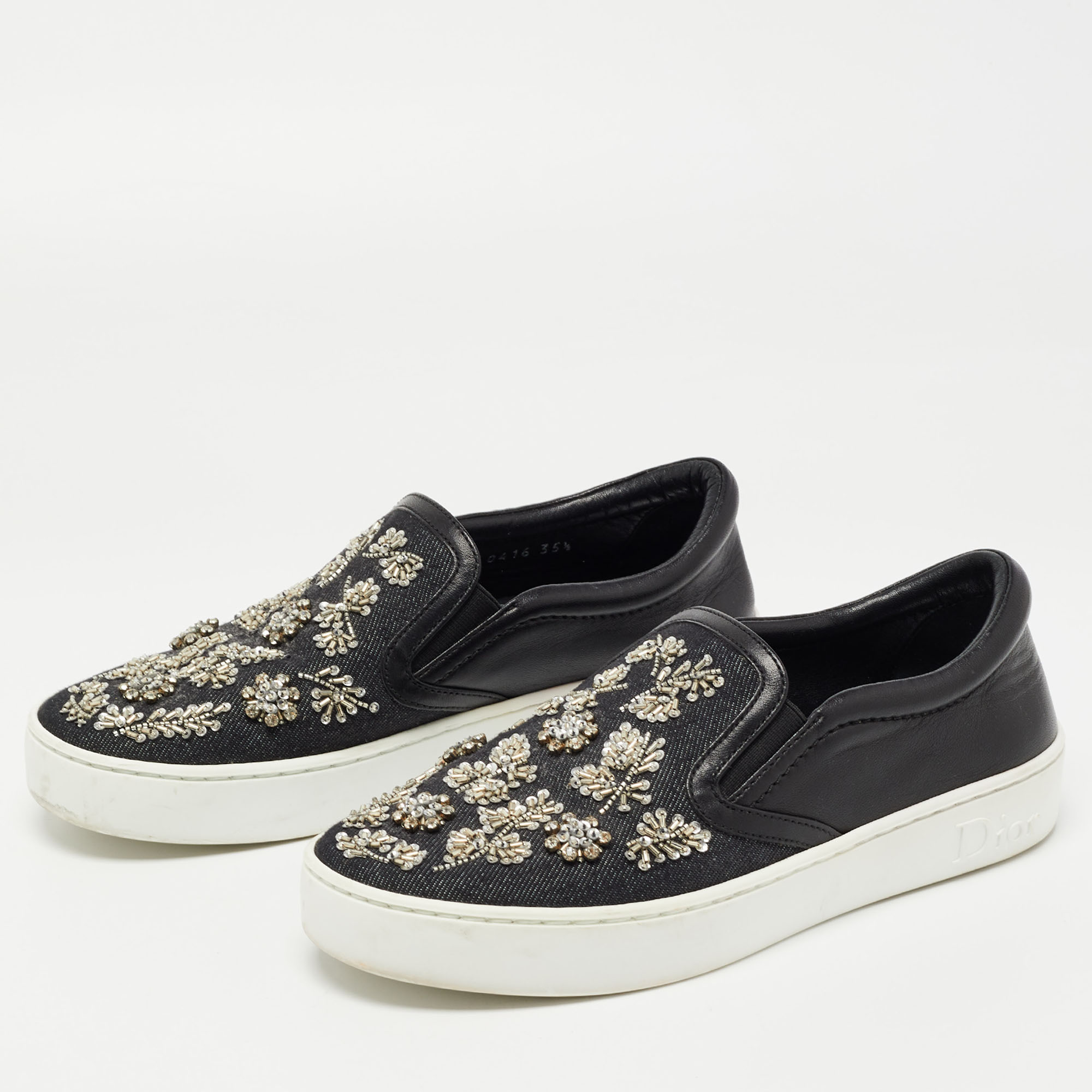 

Dior Black Leather and Denim Fusion Slip On Sneakers Size