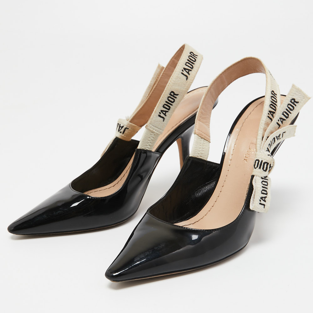 

Dior Black Patent J'adior Slingback Pumps Size