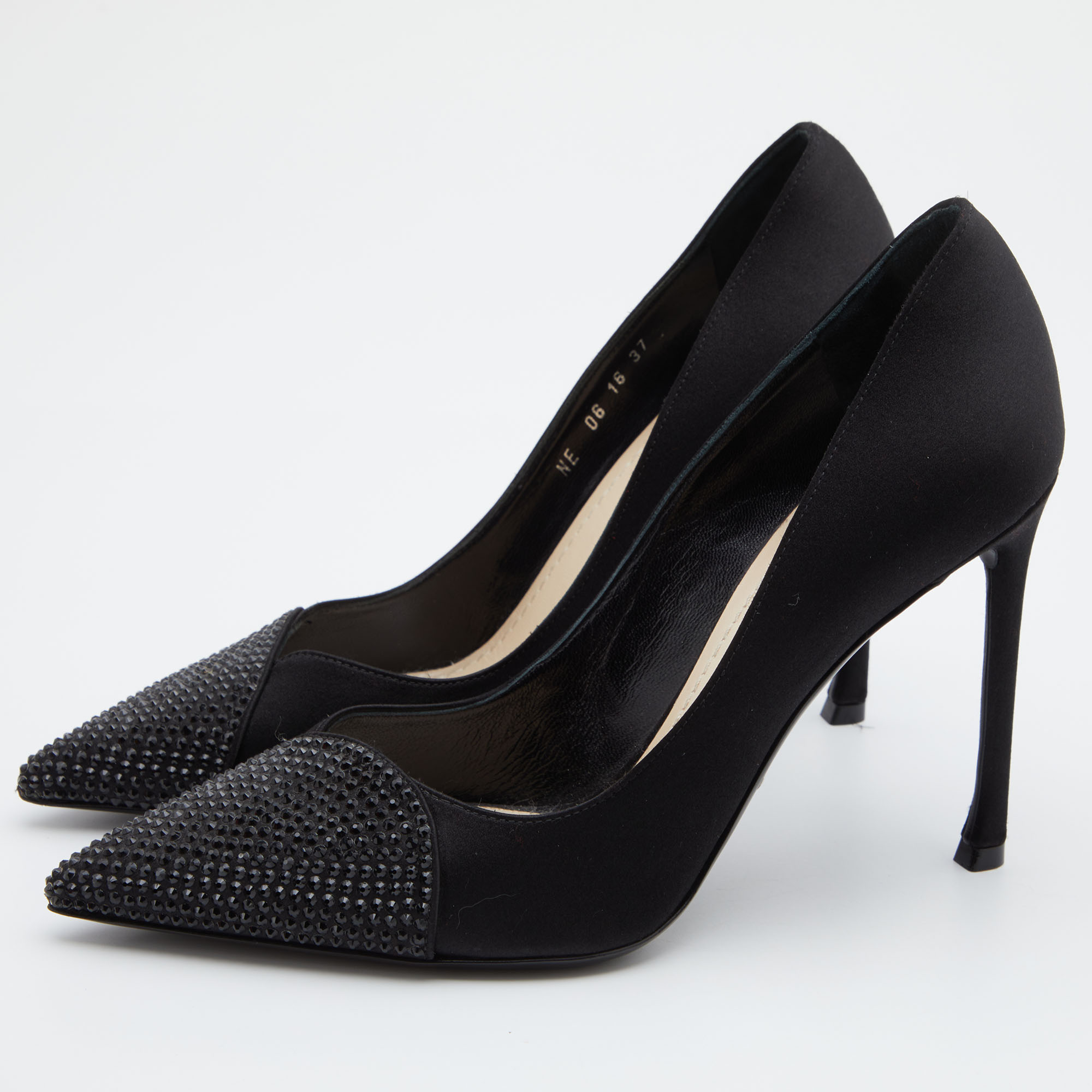 

Dior Black Satin Songe Crystal Embellished Pointed Toe Pumps Size