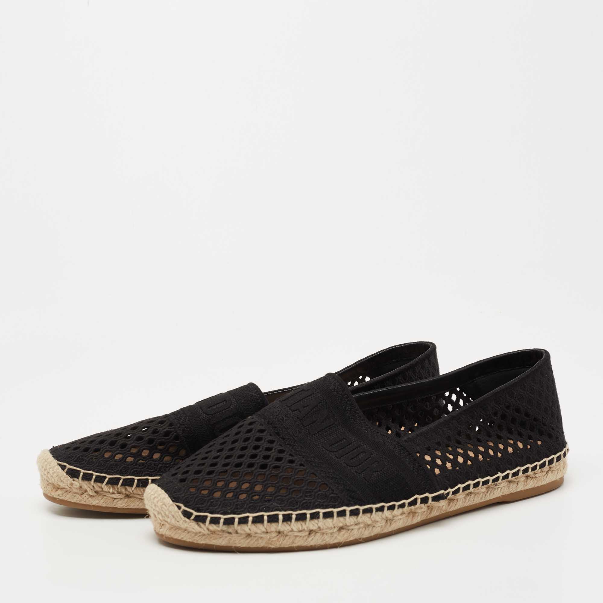 

Dior Black Canvas Granville Espadrille Flats Size