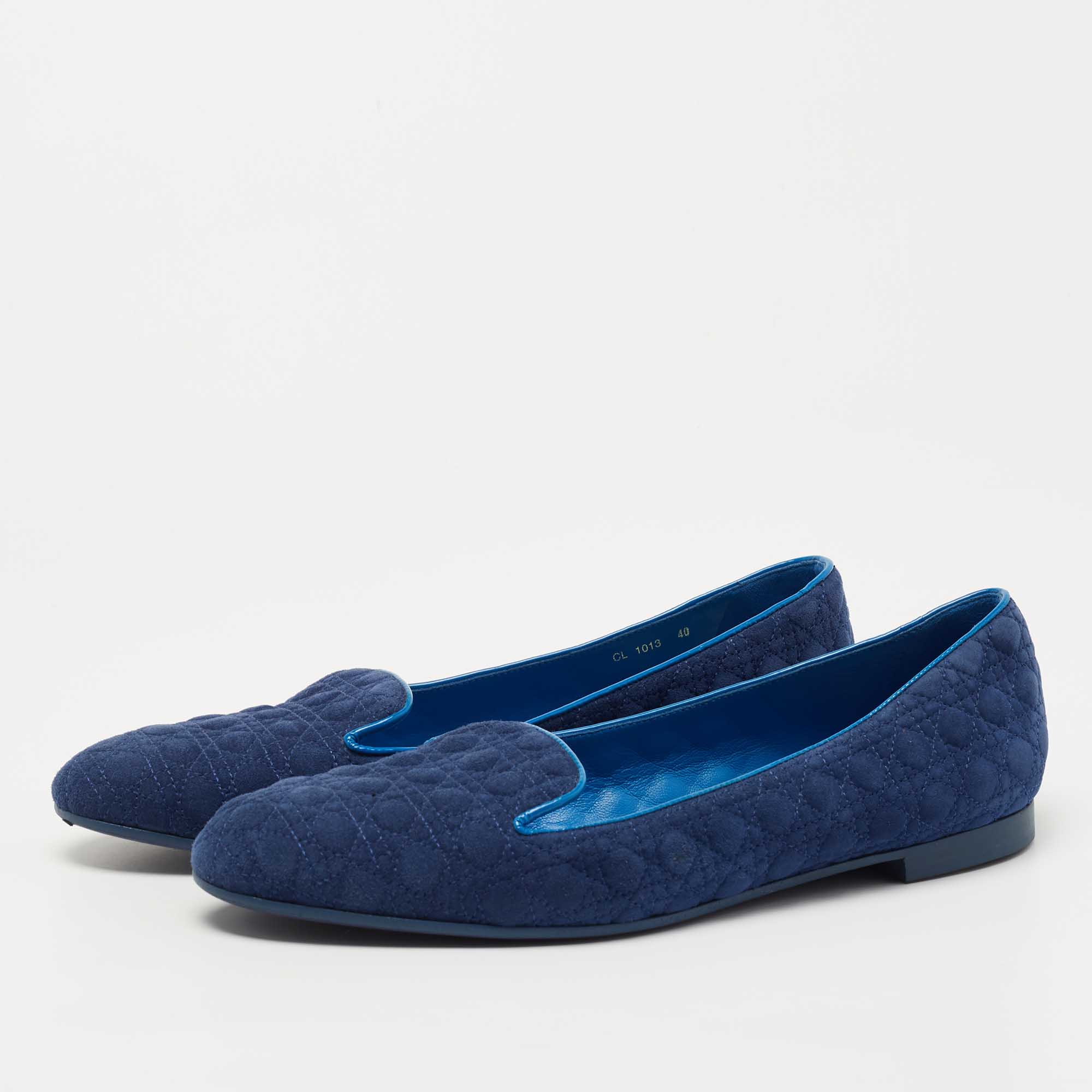 

Dior Blue Cannage Suede Smoking Slippers Size
