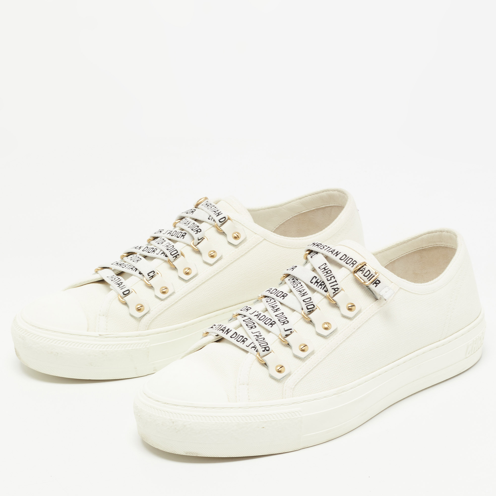

Dior White Canvas Walk N Dior Low Top Sneakers Size