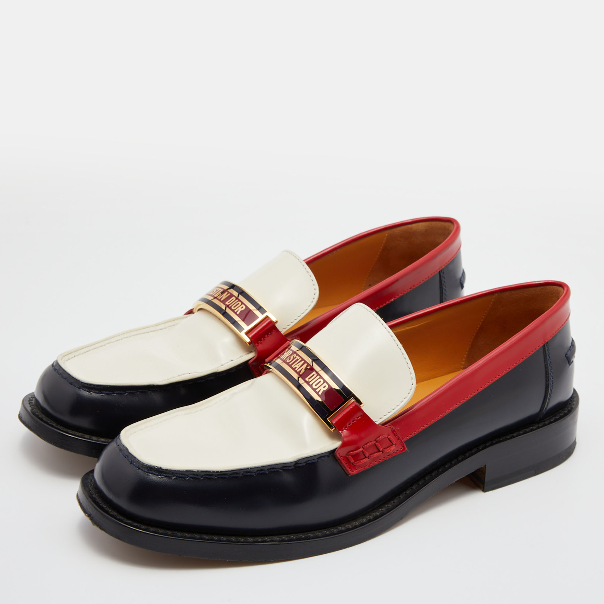 

Dior Multicolor Leather Code Slip On Loafers Size