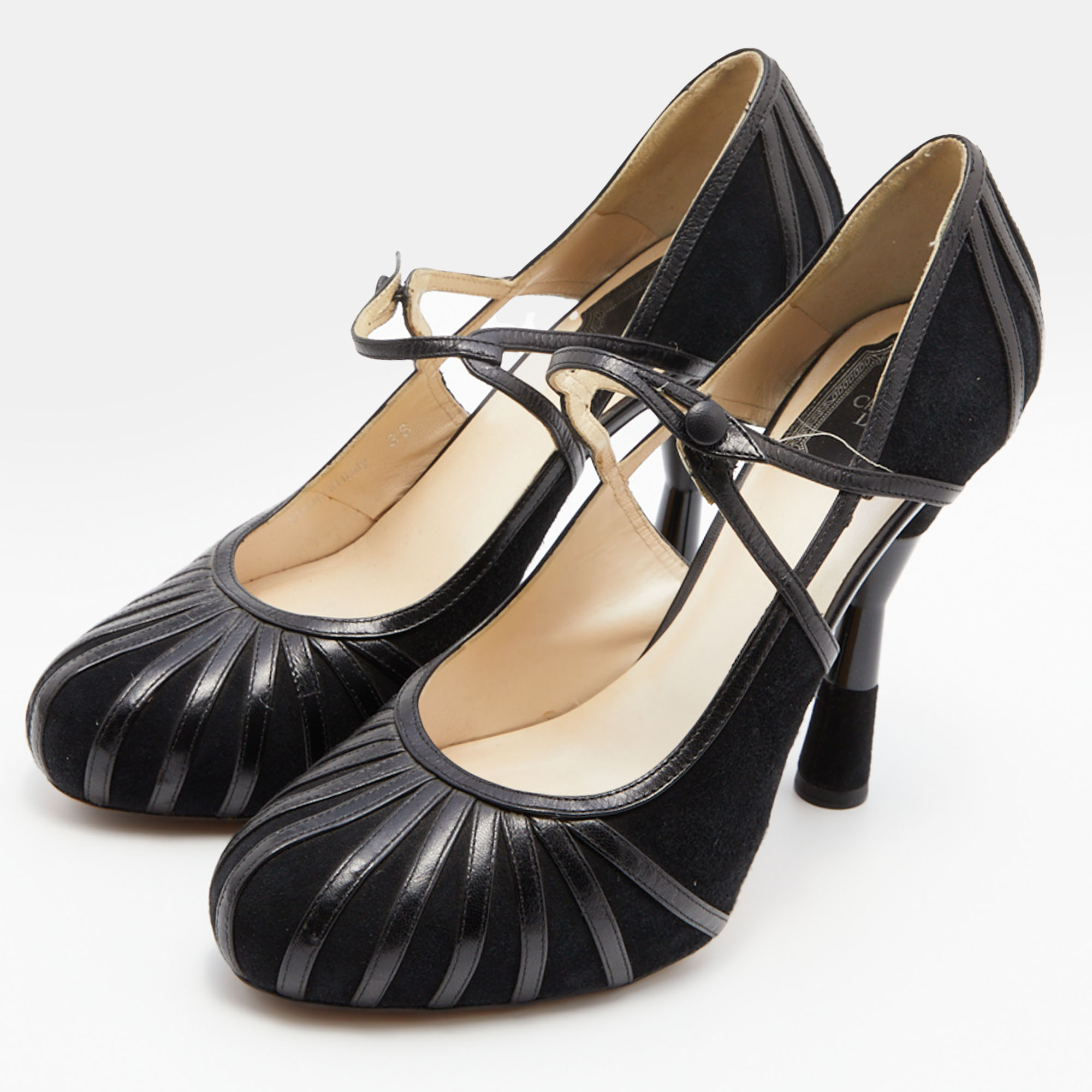 

Dior Black Suede and Leather Mary Jane Platform Pumps Size