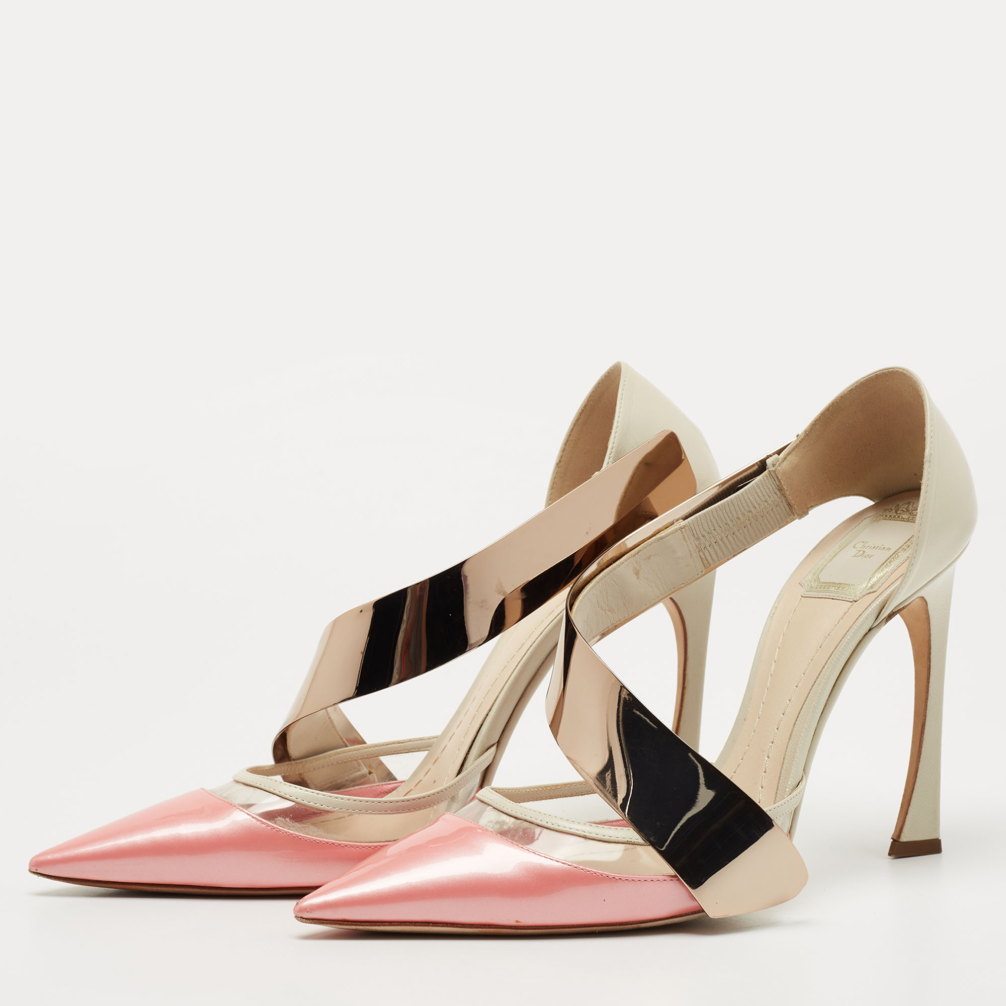 

Dior Pink/Cream Leather and PVC Pumps Size