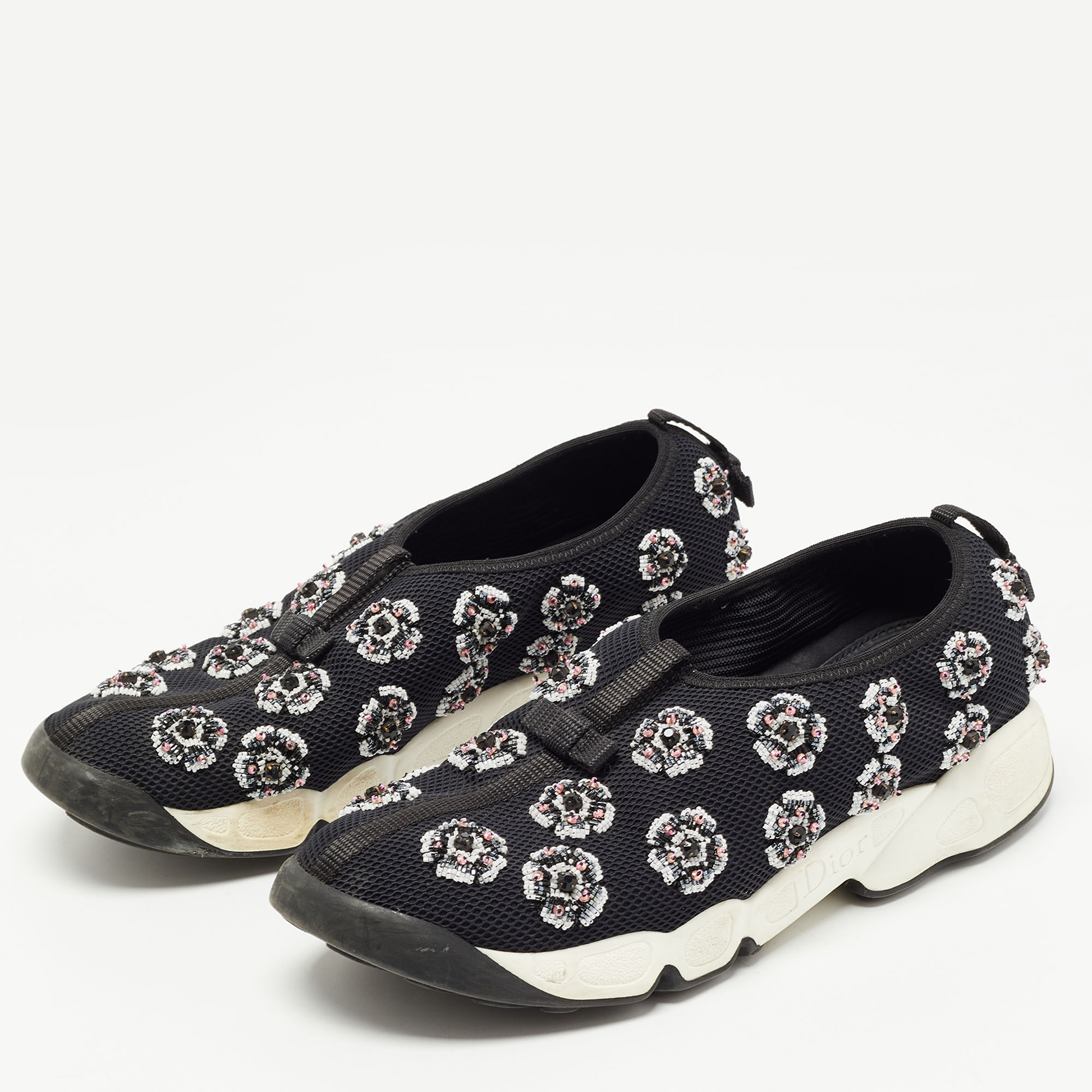 

Dior Black Crystal Embellished Mesh Fusion Sneakers Size