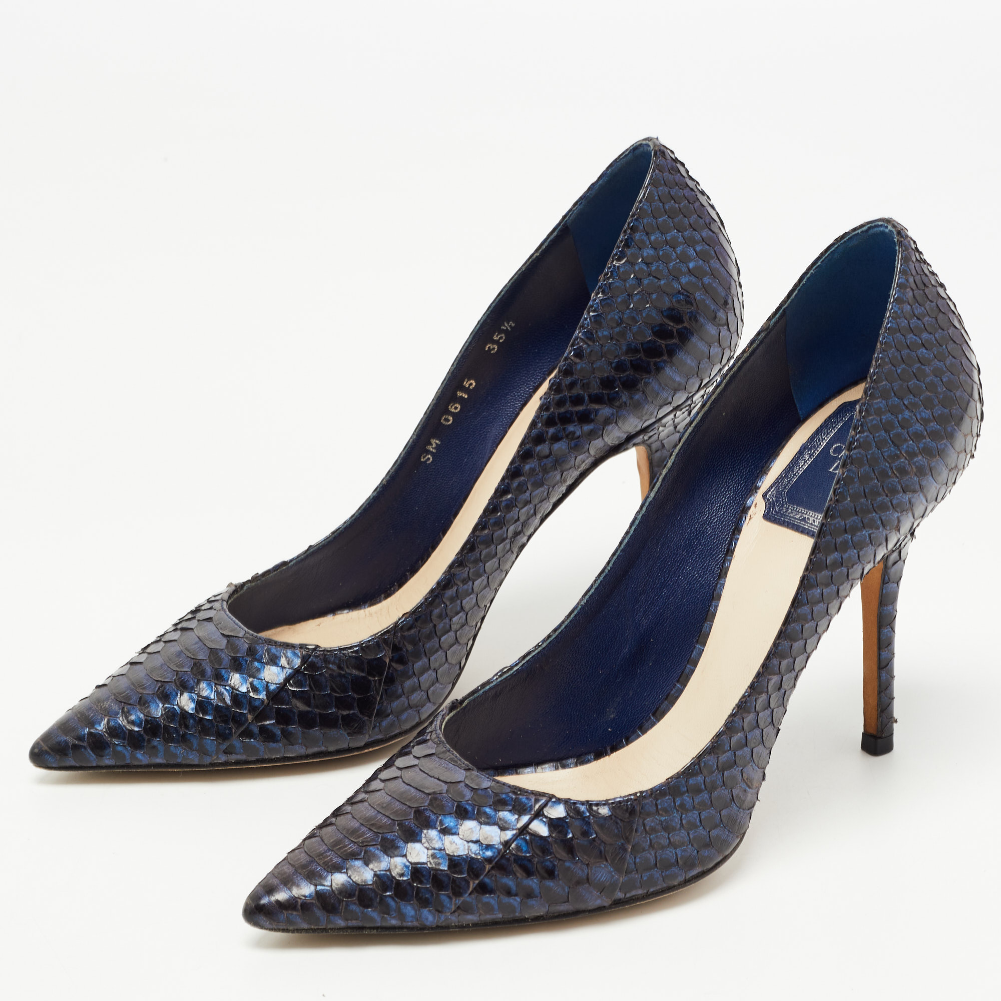 

Dior Metallic Navy Blue Python Cherie Pumps Size