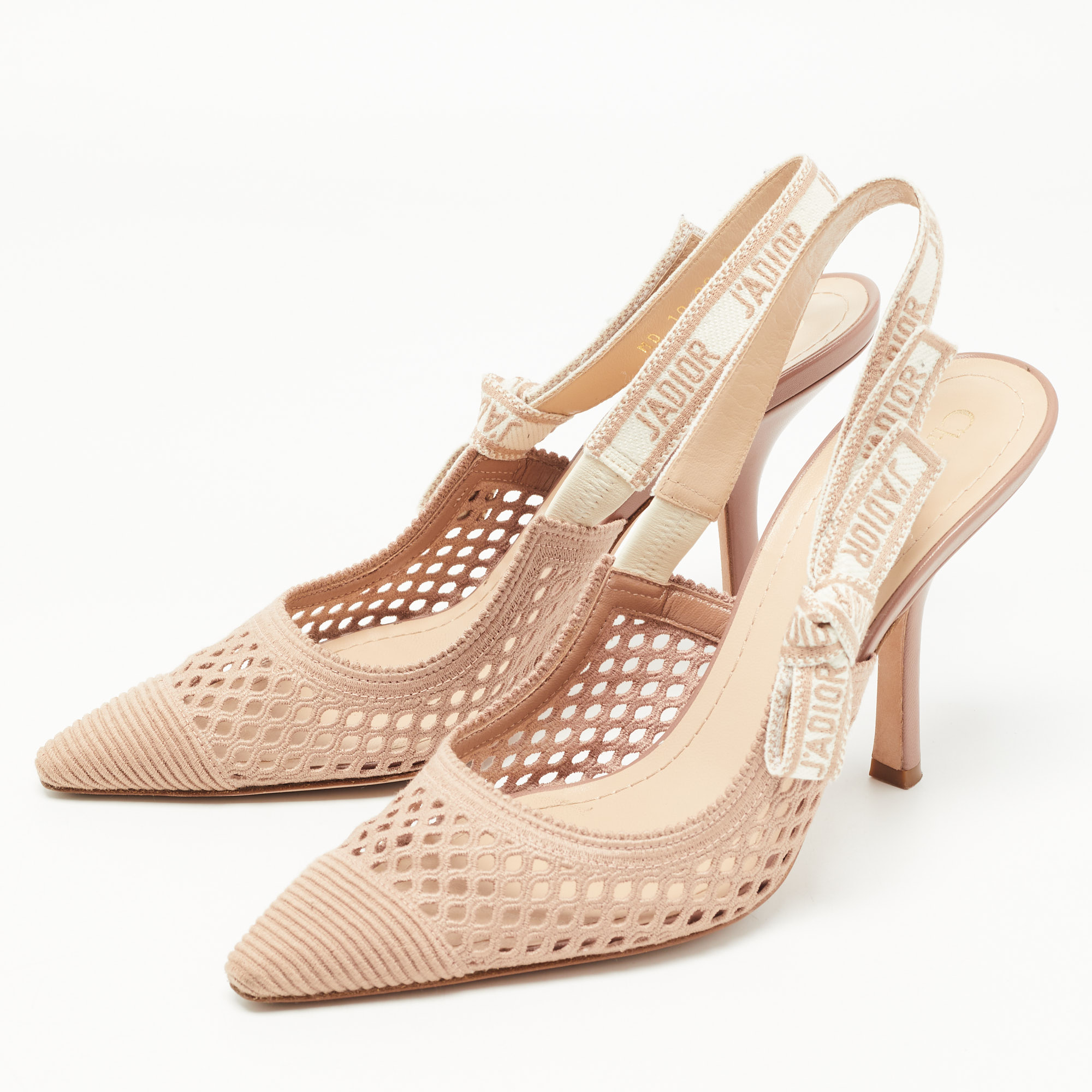 

Dior Beige Knit Fabric Jadior Slingback Pumps Size