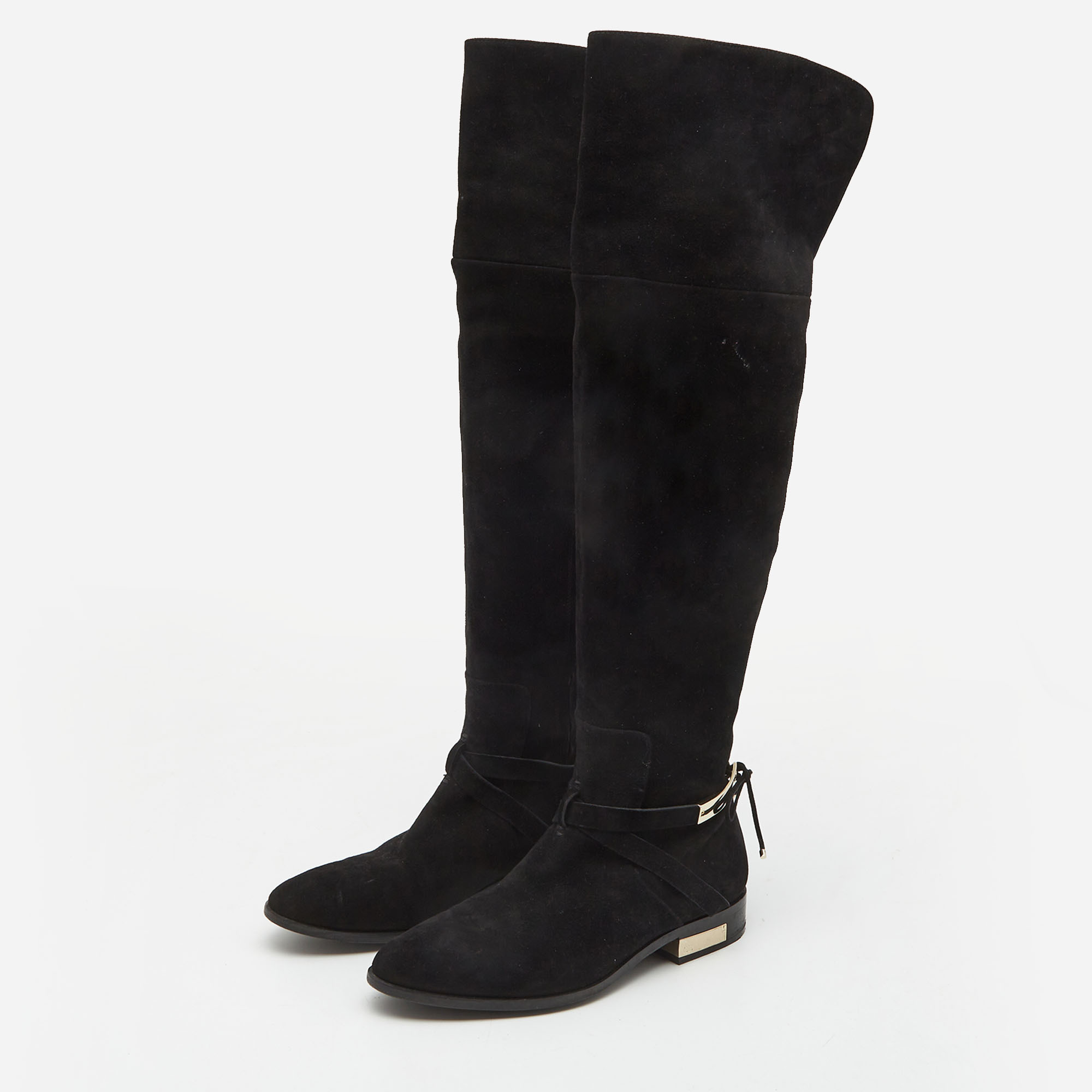

Dior Black Suede Buckle Knee Length Boots Size