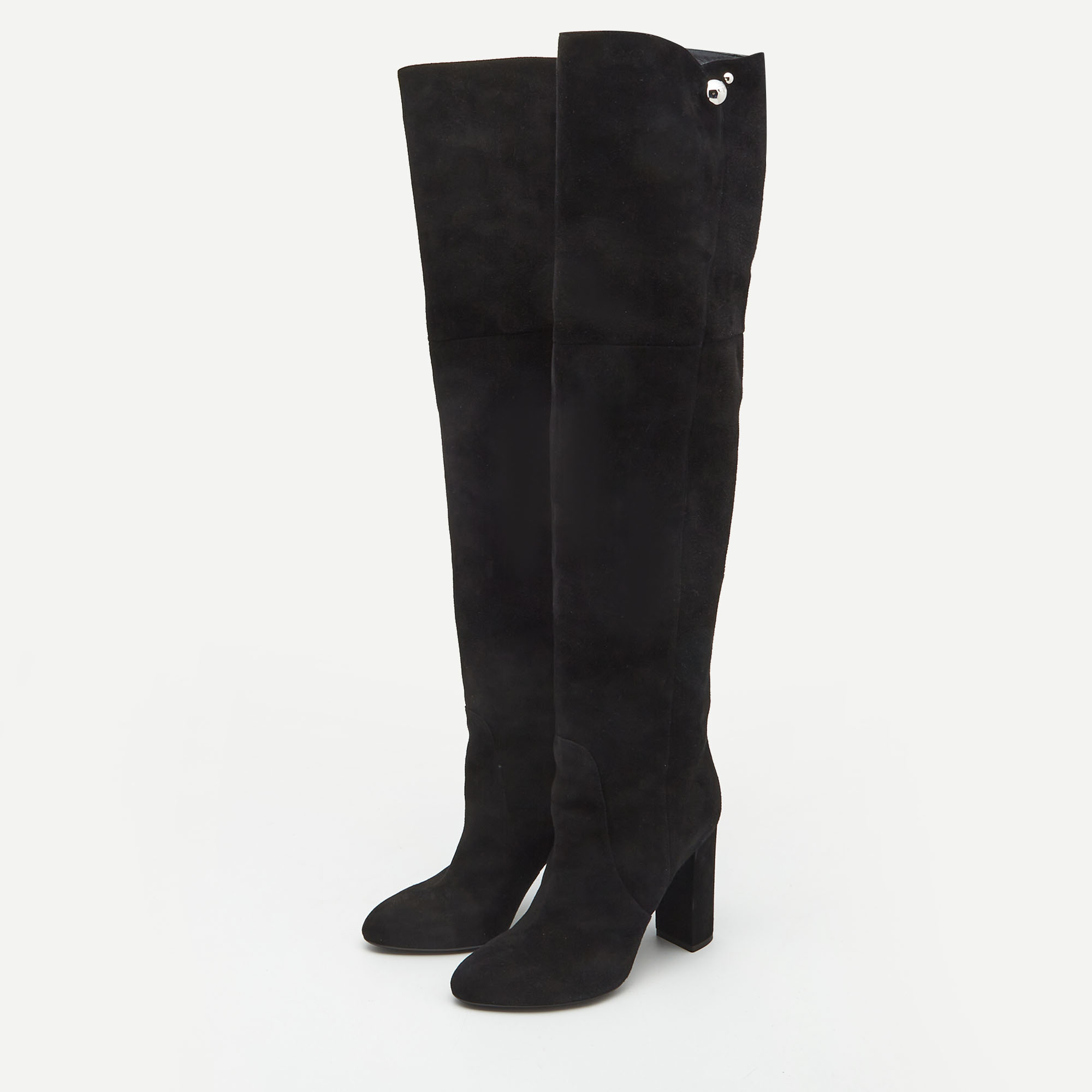 

Dior Black Suede Block Heel Knee Length Boots Size