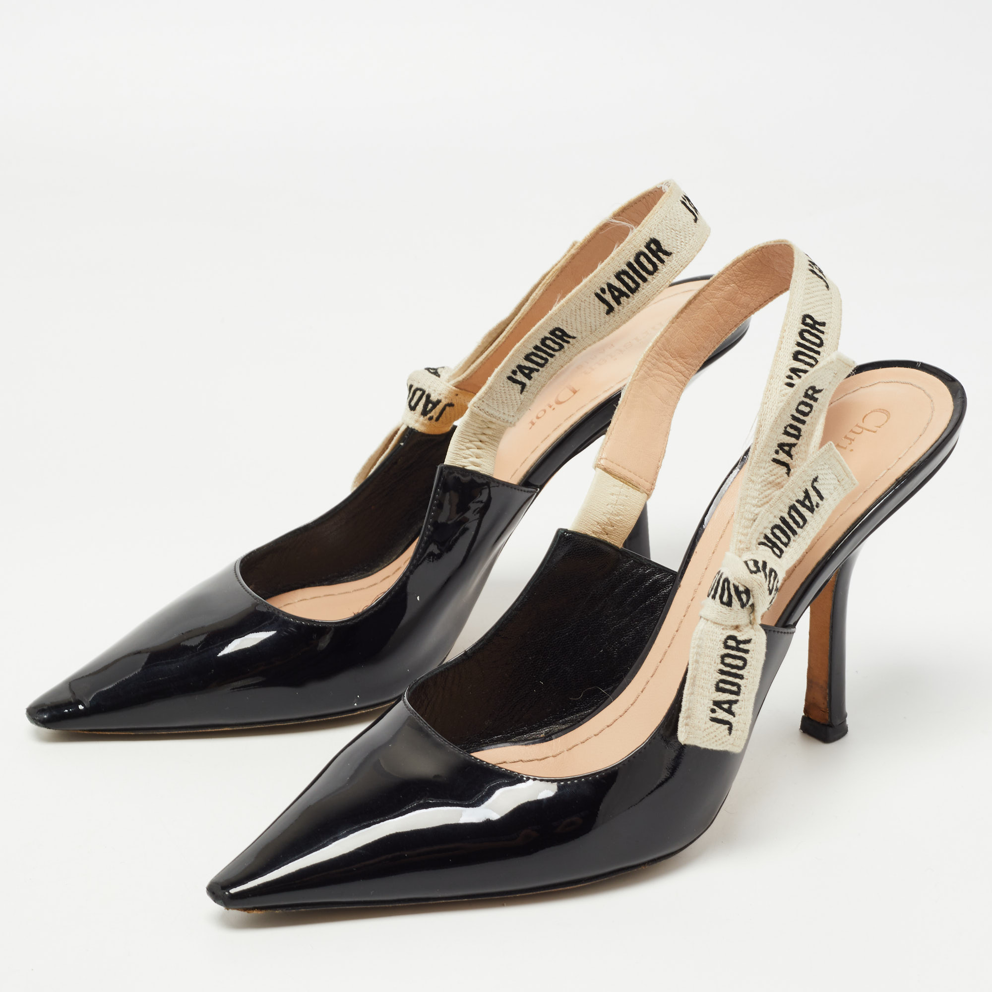 

Dior Black Patent Leather J'adior Slingback Pumps Size
