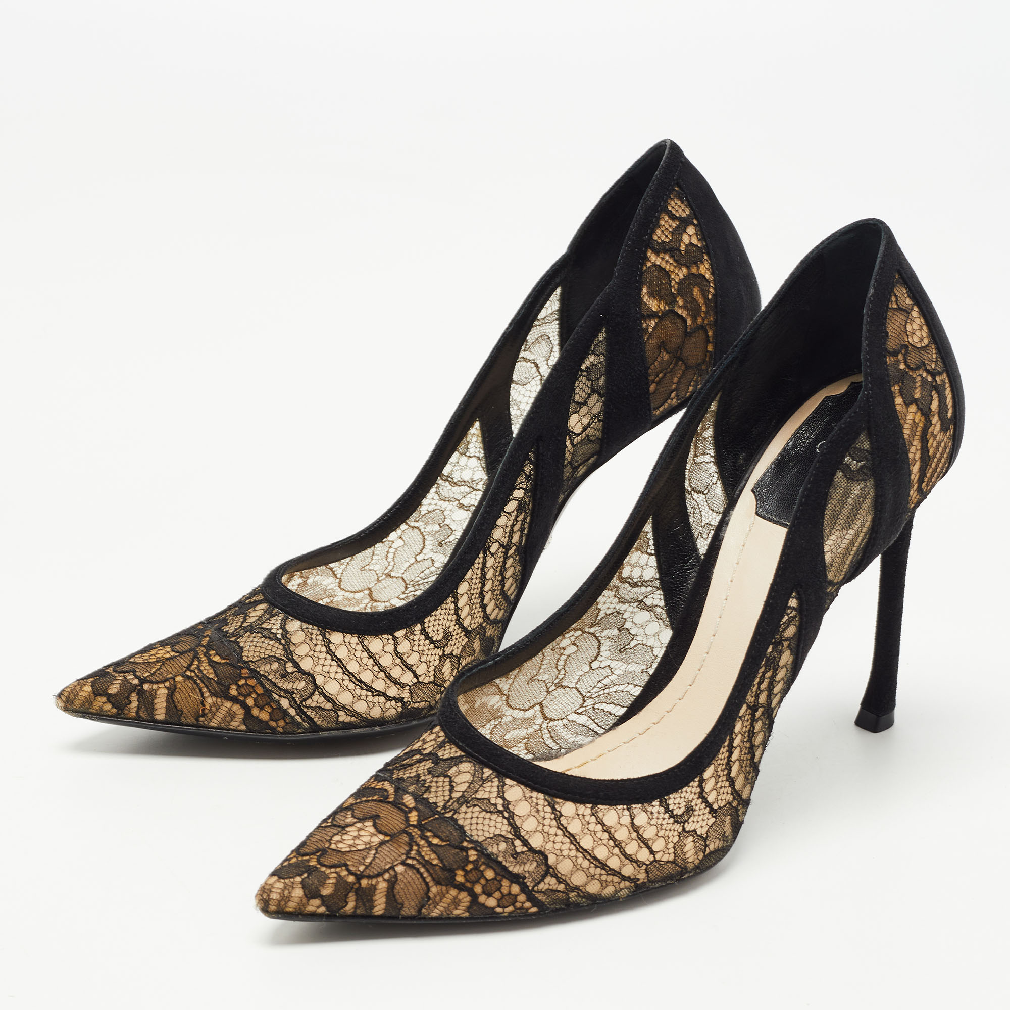 

Dior Black Lace and Suede Chantilly Pointed Toe Pumps Size