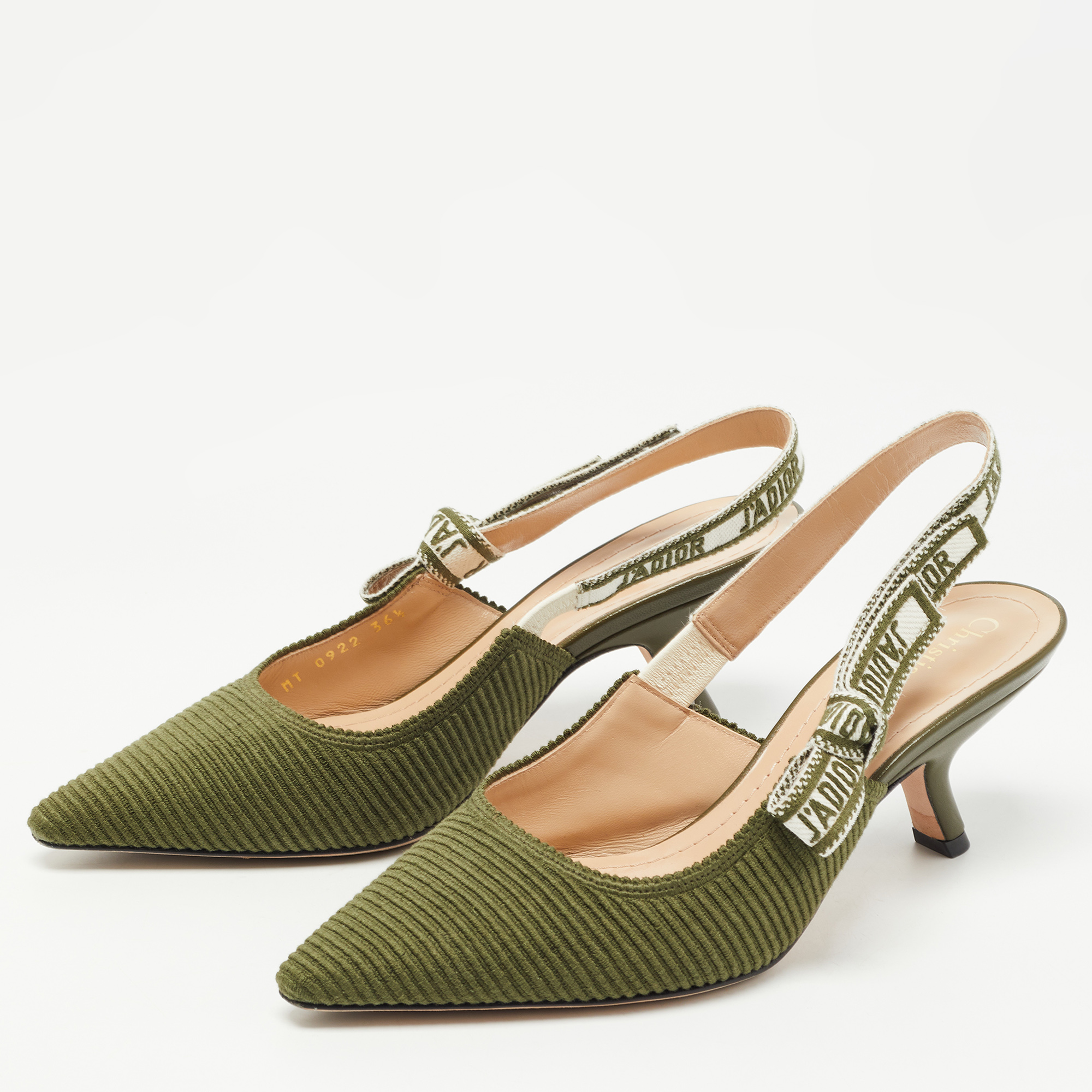 

Dior Green Canvas J'adior Slingback Pumps Size