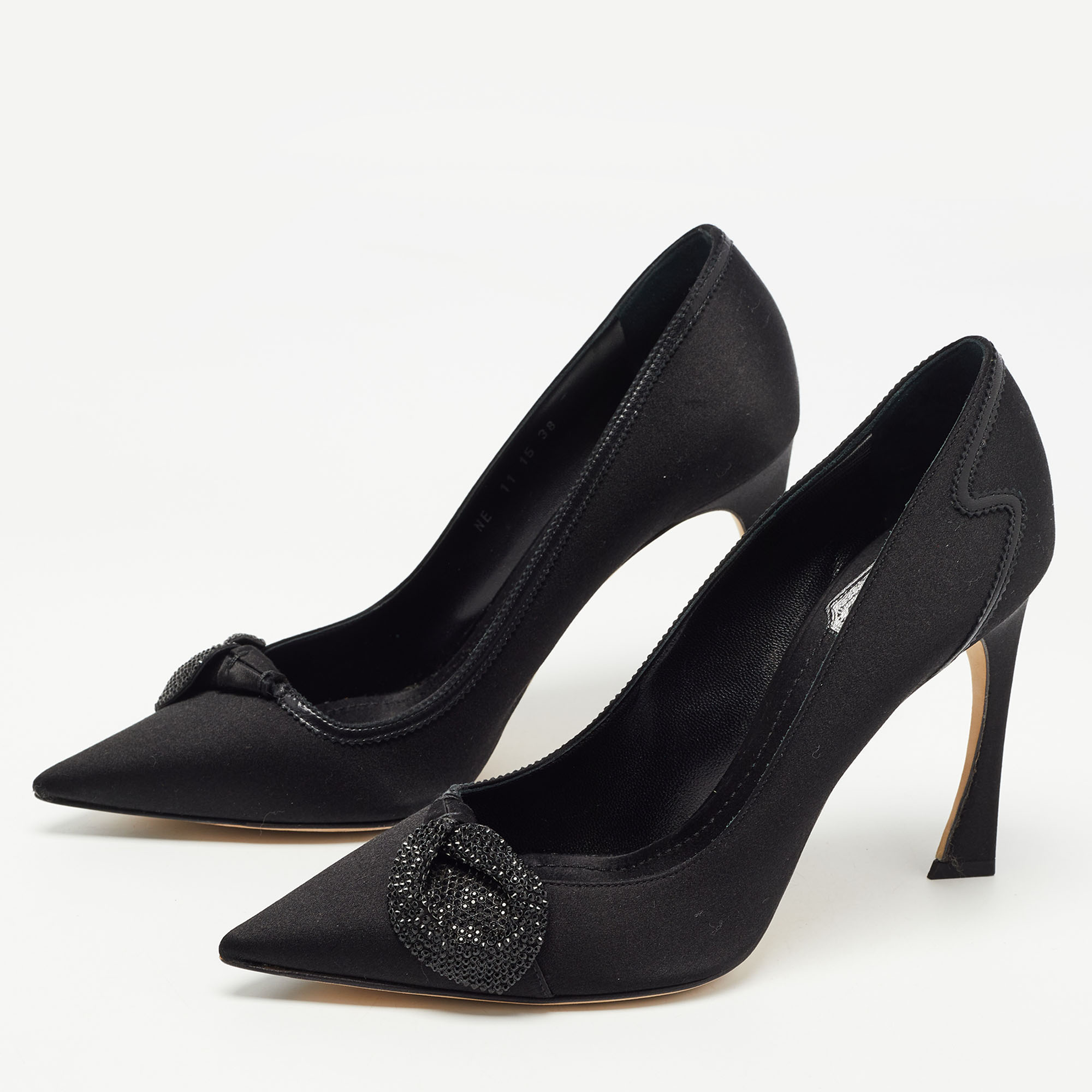 

Dior Black Satin Embellished Pumps Size