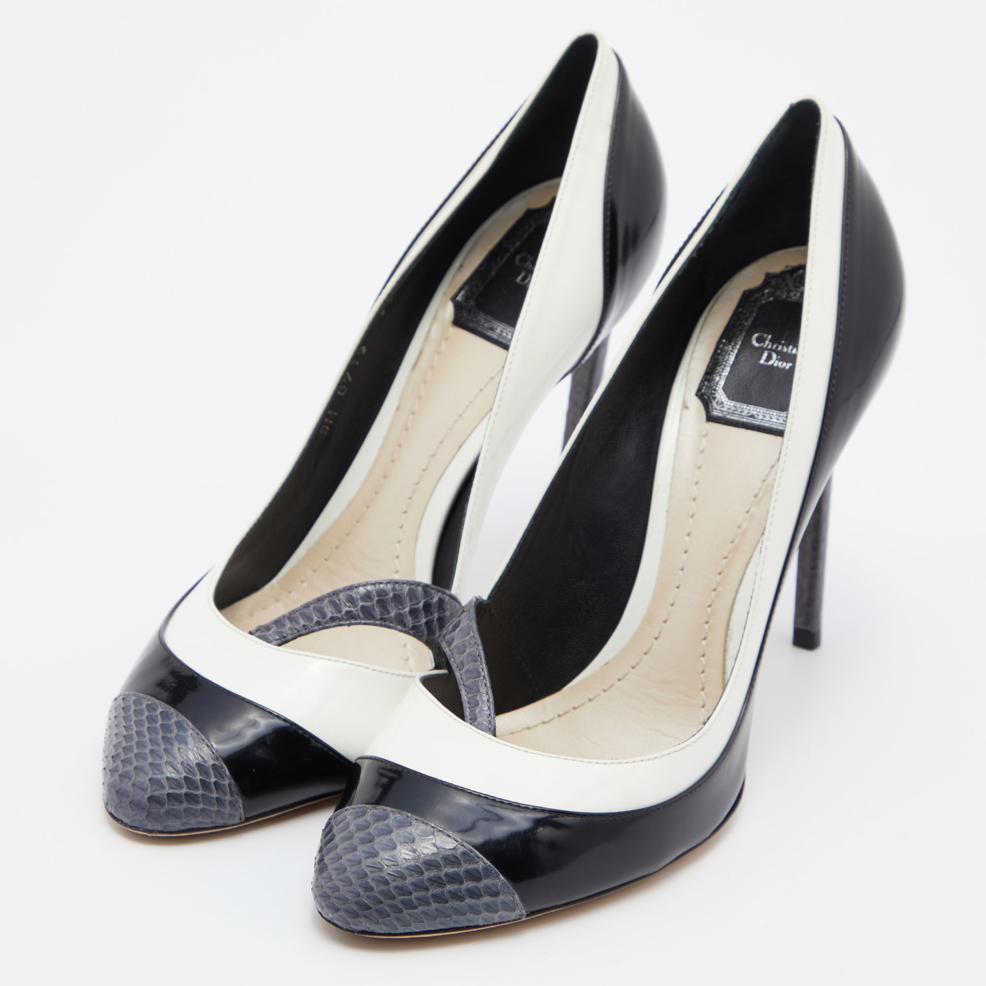 

Dior Multicolor Patent Leather and Watersnake Leather Pumps Size