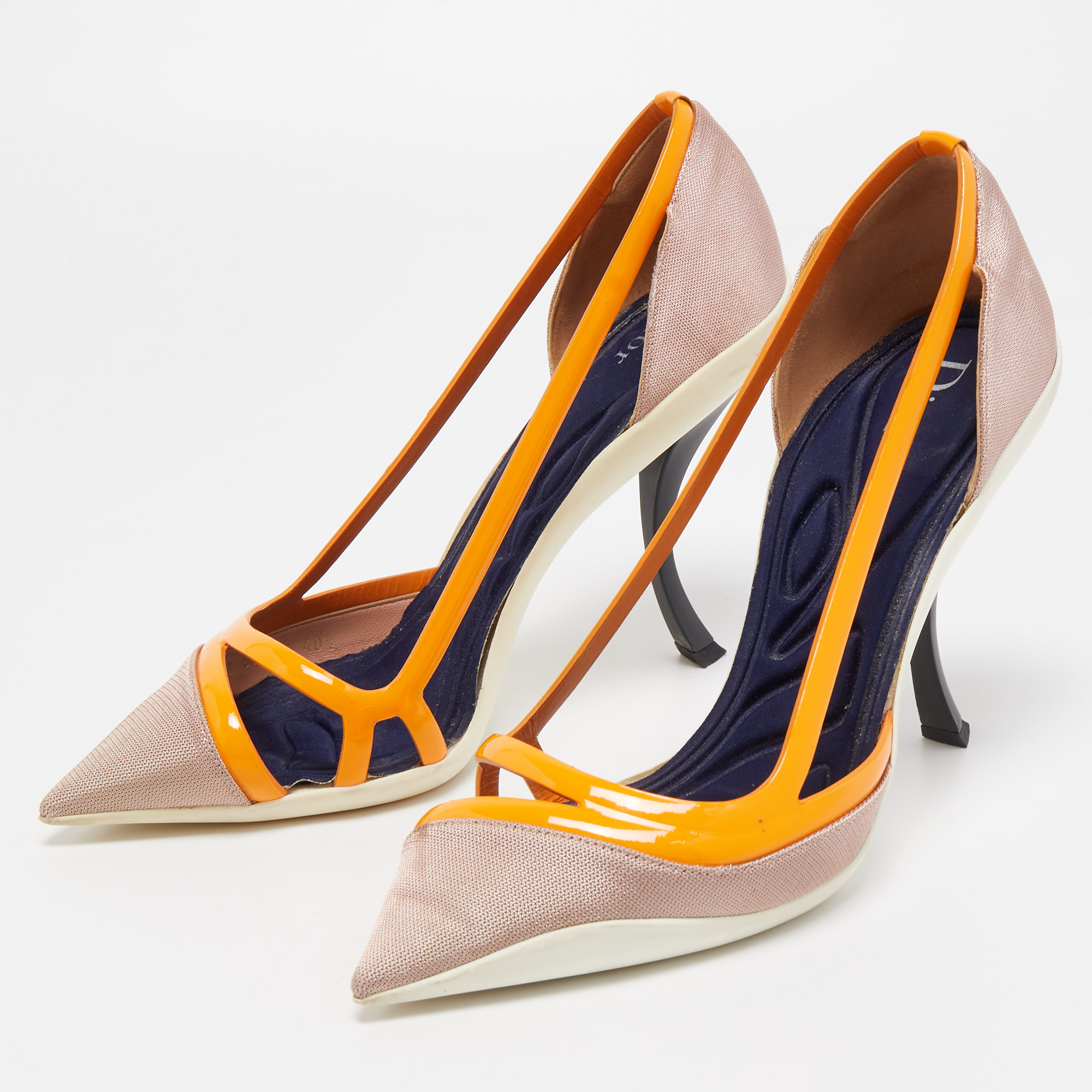 

Dior Orange/Pink Patent Leather and Fabric Curved Heel Pumps Size