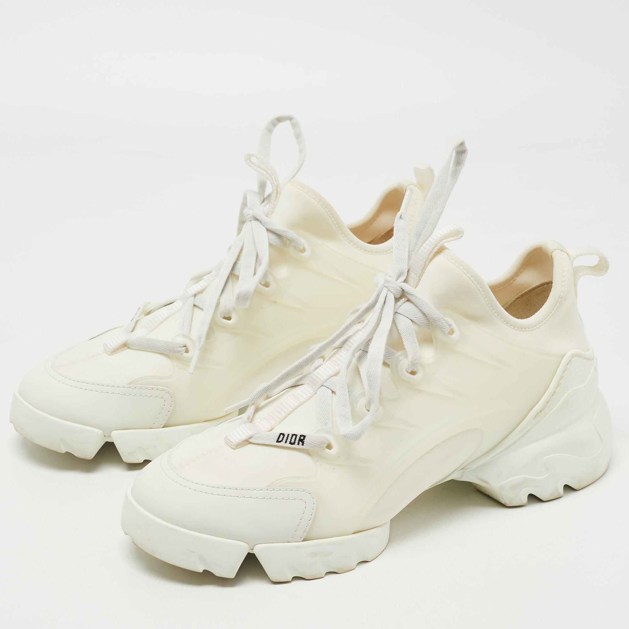 

Dior Off White Neoprene and Leather D-Connect Sneakers Size