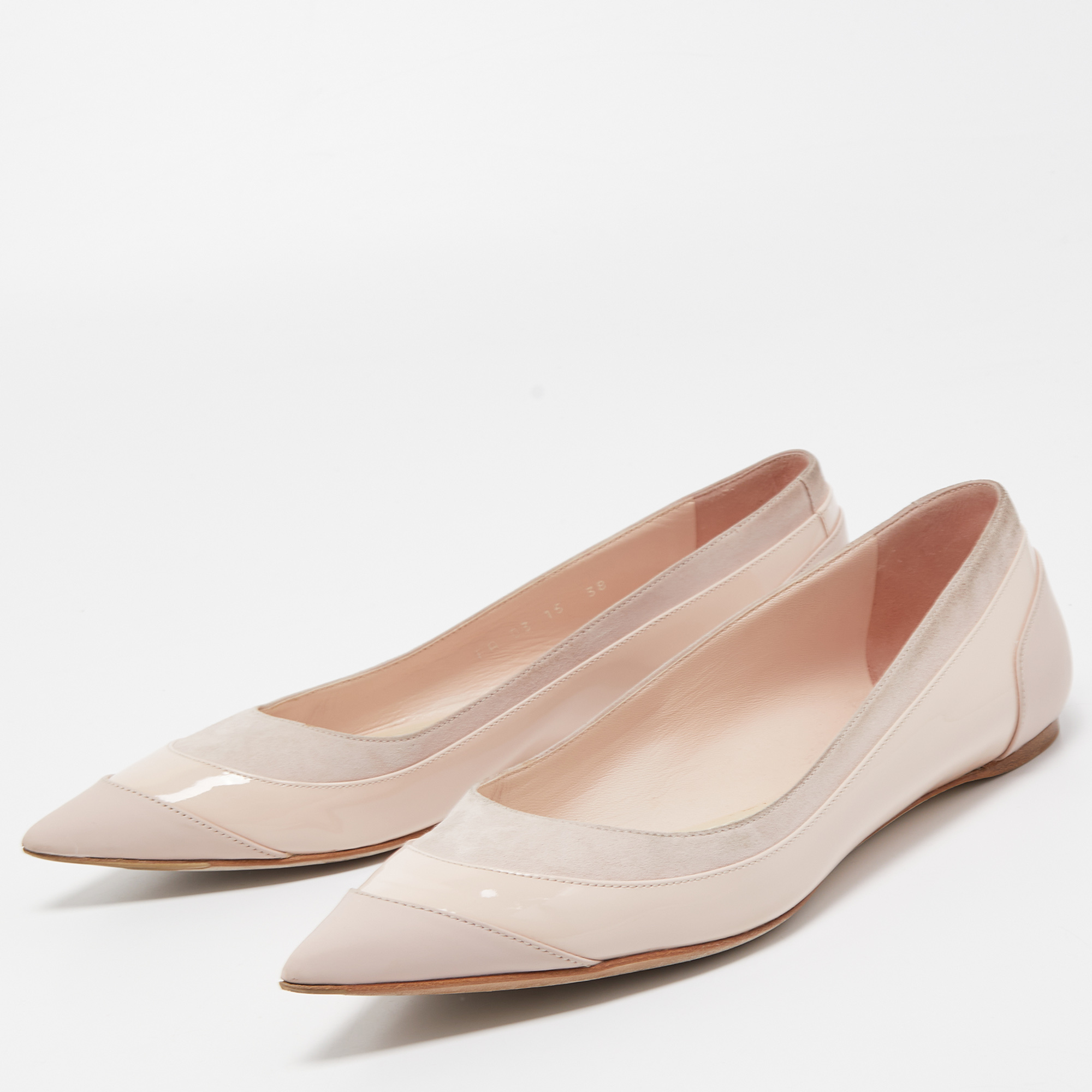 

Dior Pink Suede and Patent Leather Pointed Toe Ballet Flats Size