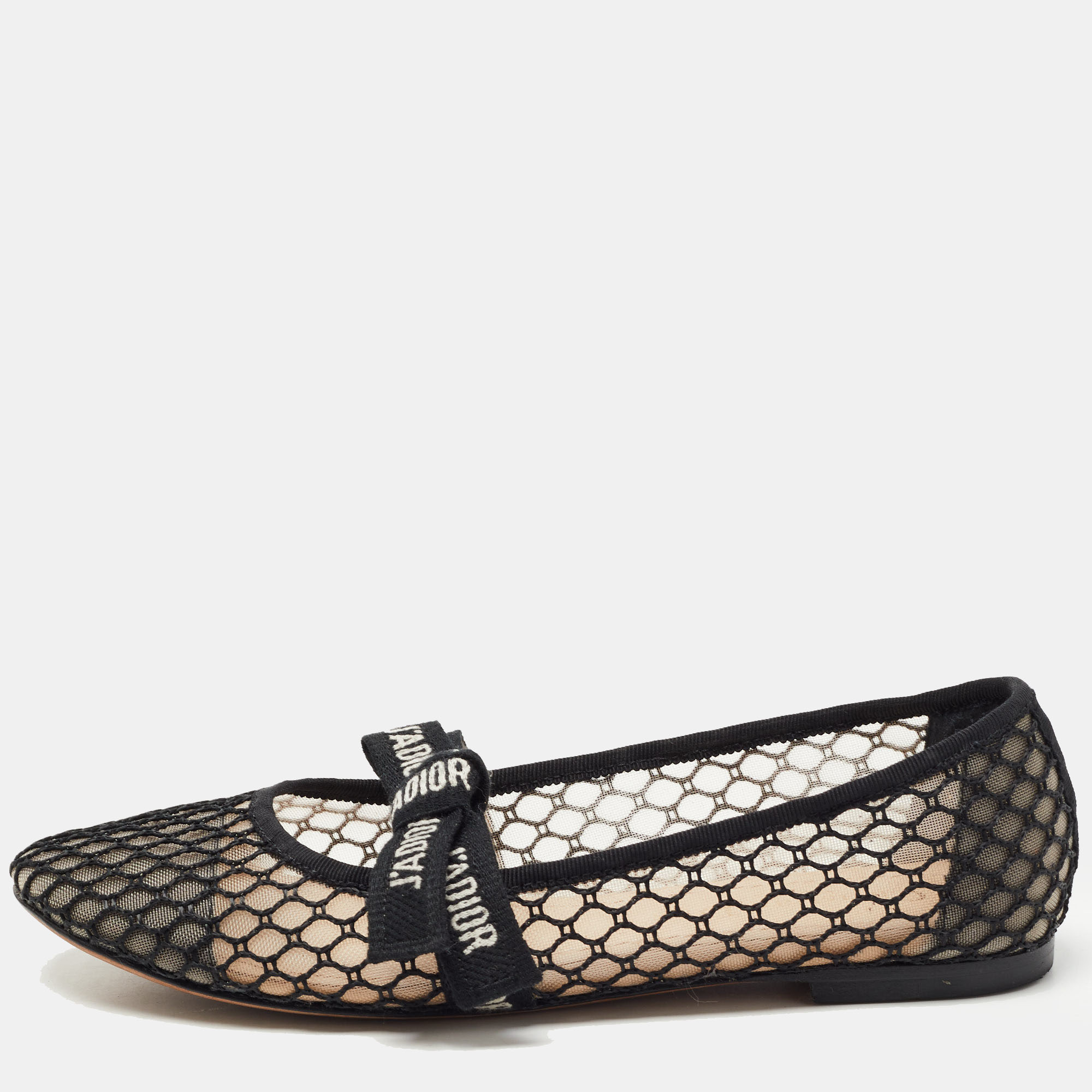 Dior Black Mesh Miss J'adior Ballet Flats Size 35