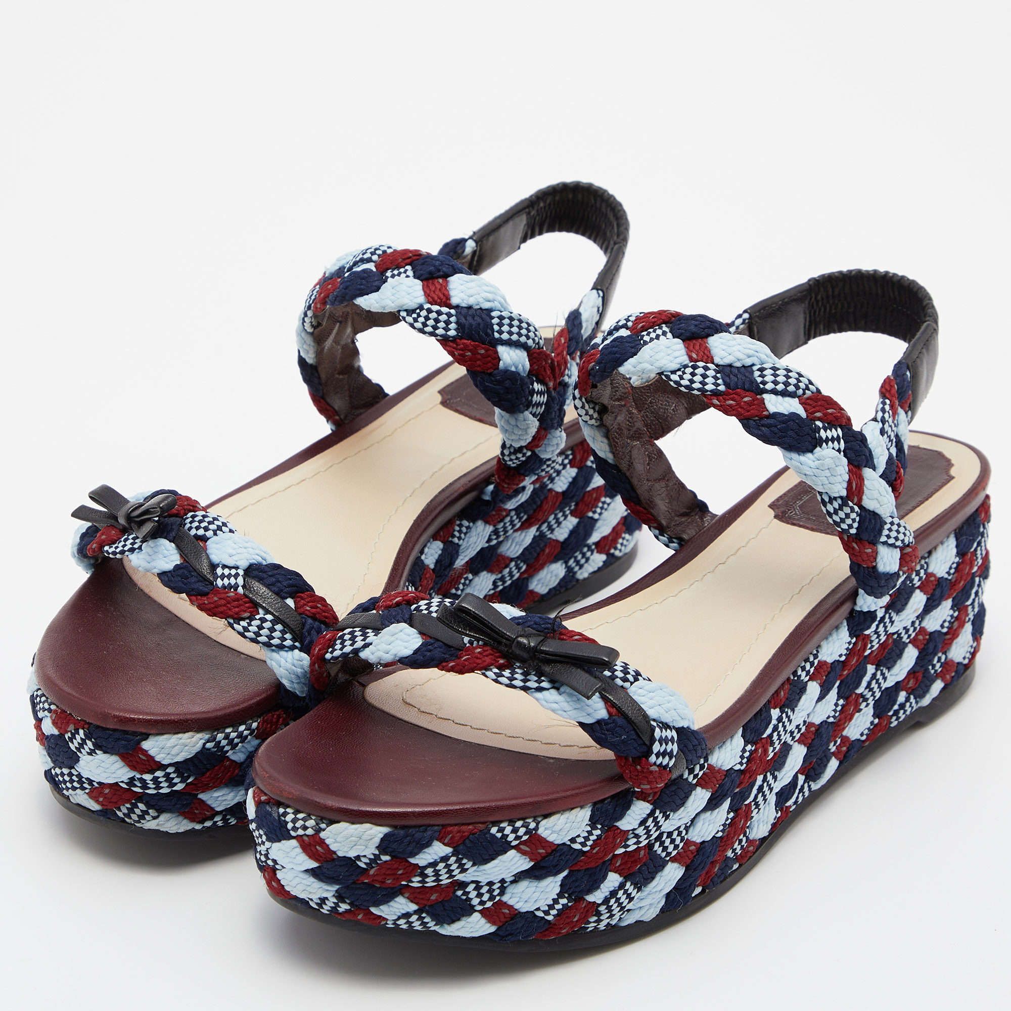 

Dior Tri Color Braided Fabric and Leather Open Toe Sandals Size, Multicolor