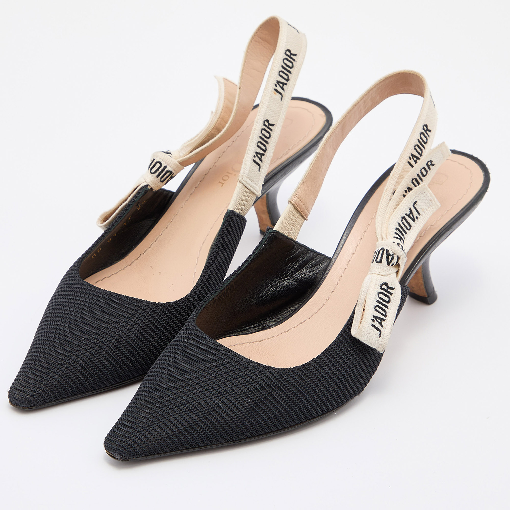 

Dior Black Knit Fabric Jadior Slingback Pumps Size