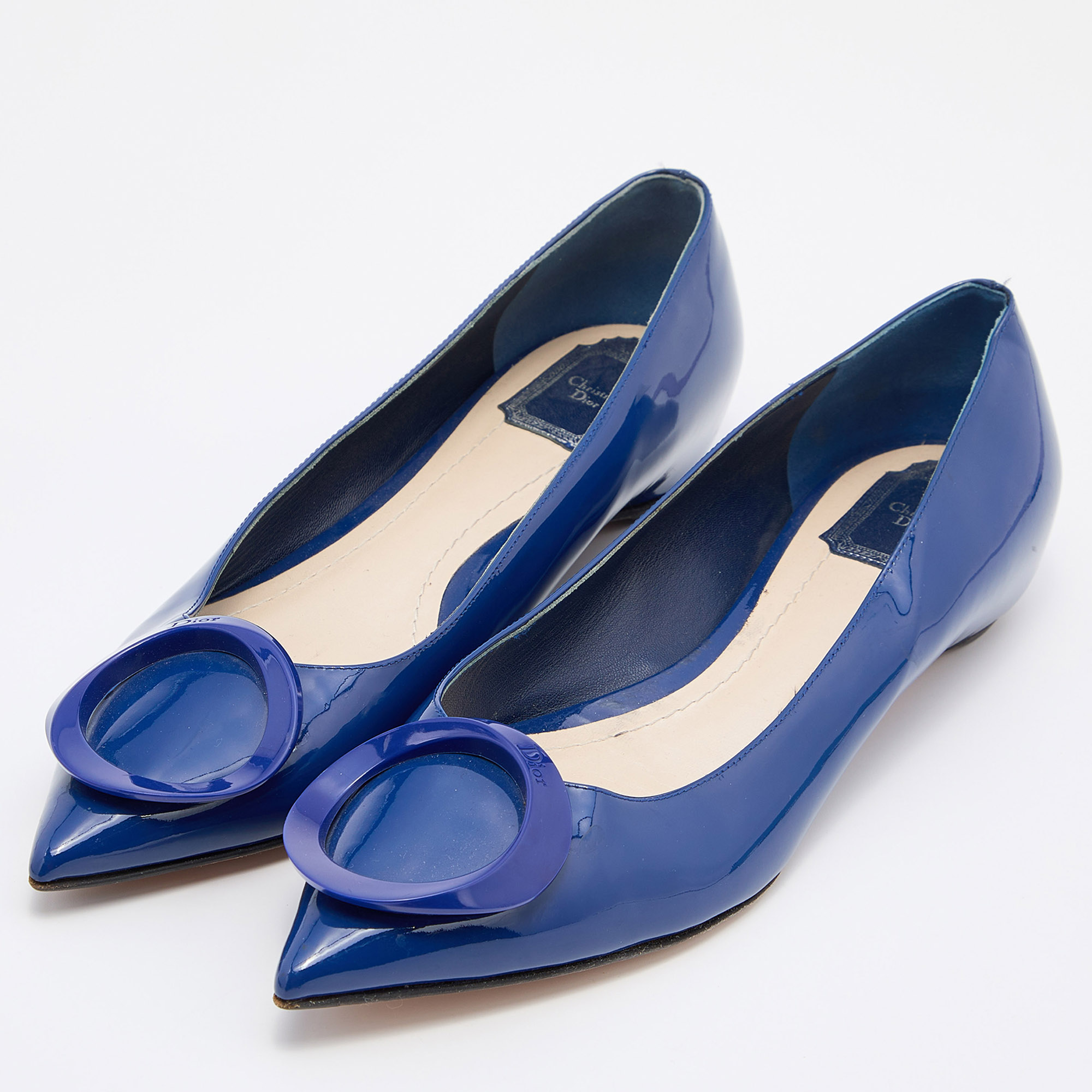 

Dior Blue Patent Leather Pointed Toe Ballet Flats Size