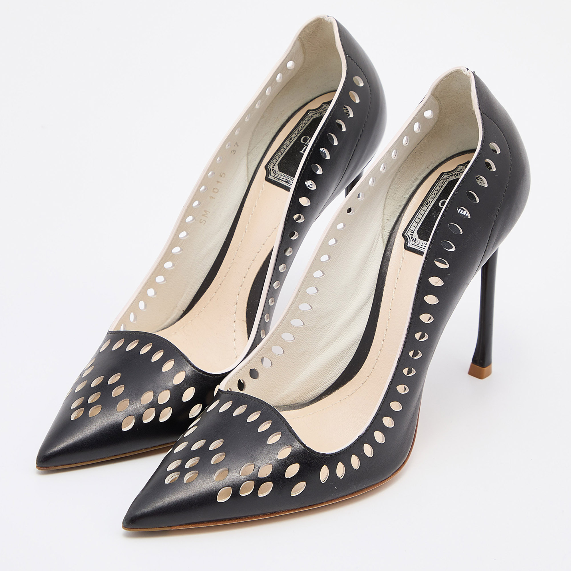 

Dior Black Laser Cut Leather Pointed Toe Pumps Size