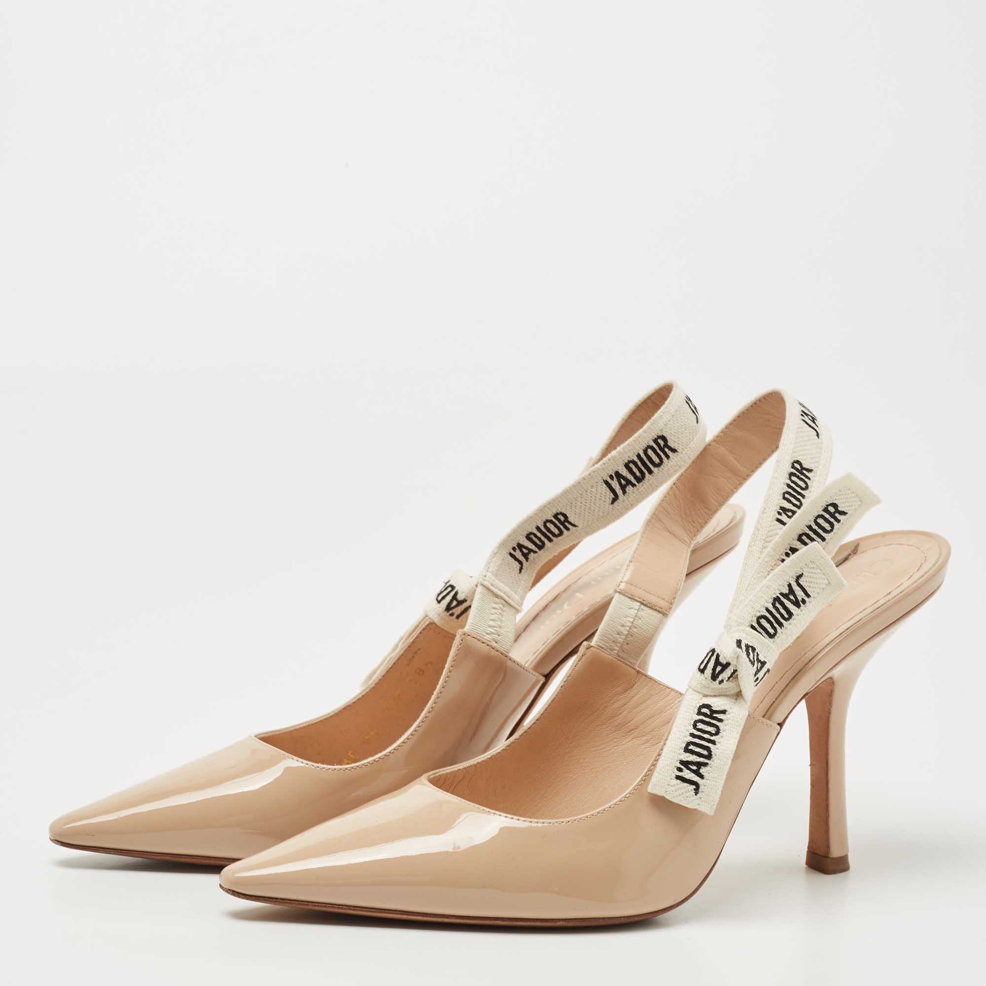 

Dior Beige Patent Leather J'adior Slingback Pumps Size