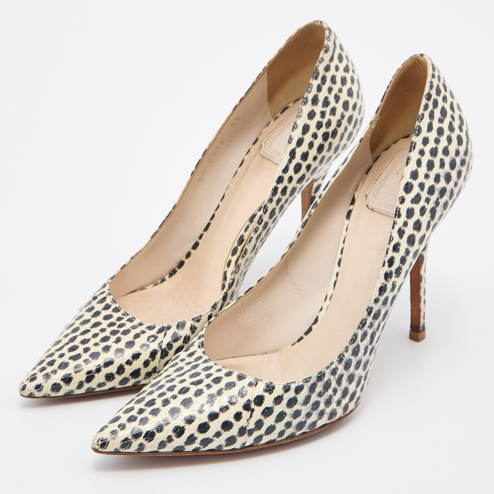 

Dior Beige/Black Watersnake Leather Pointed Toe Pumps Size