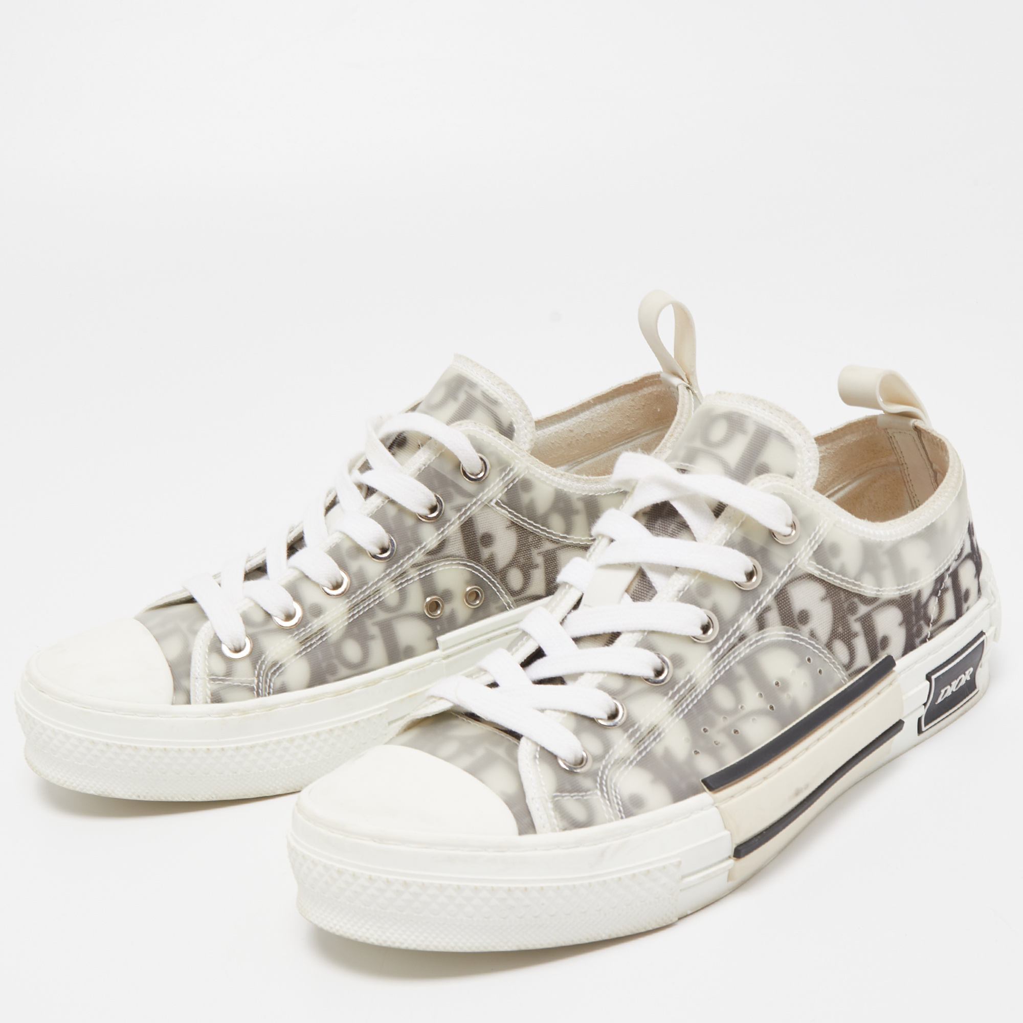 

Dior White/Grey Oblique Mesh and Rubber B23 Low Top Sneakers Size