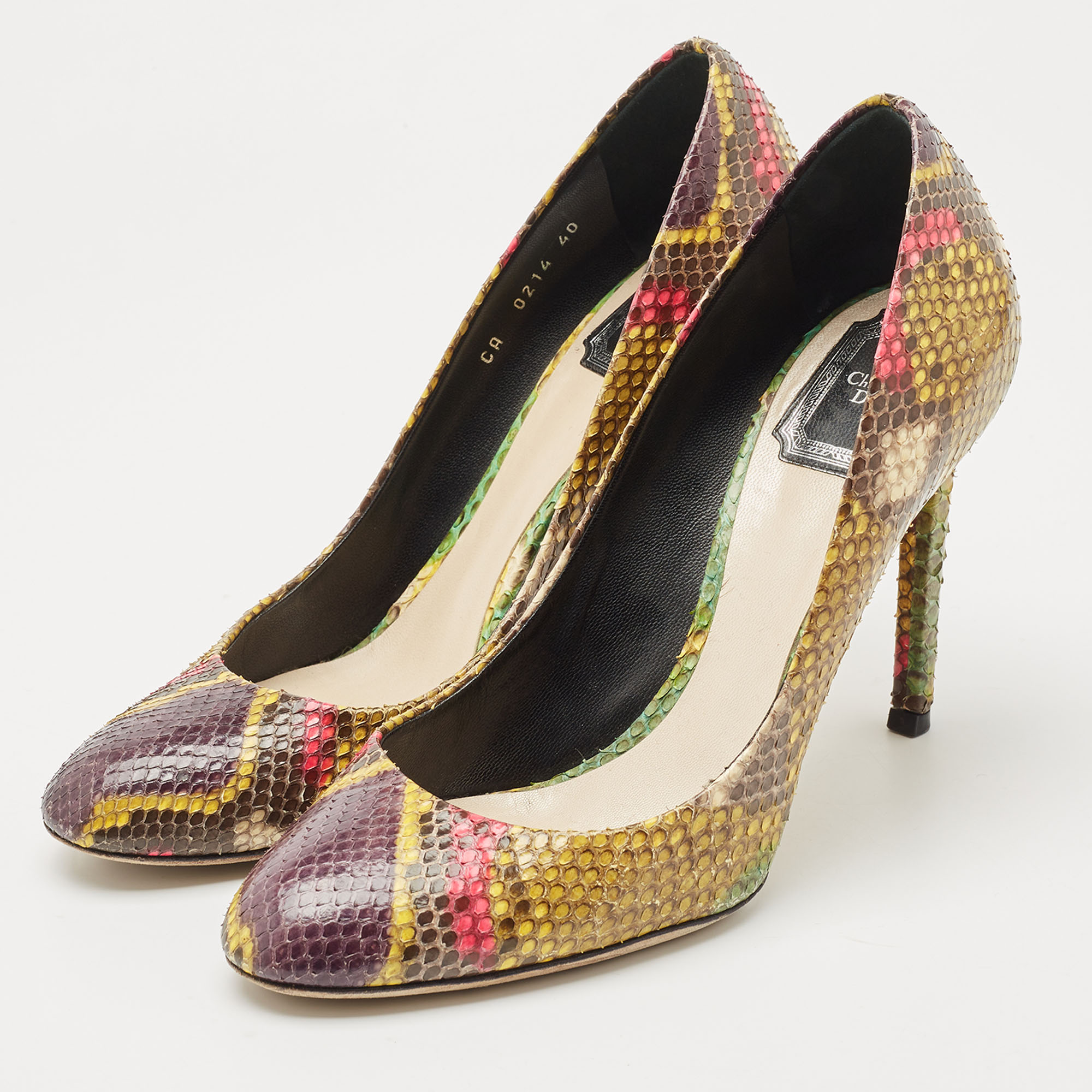 

Dior Multicolor Python Leather Round Toe Pumps Size