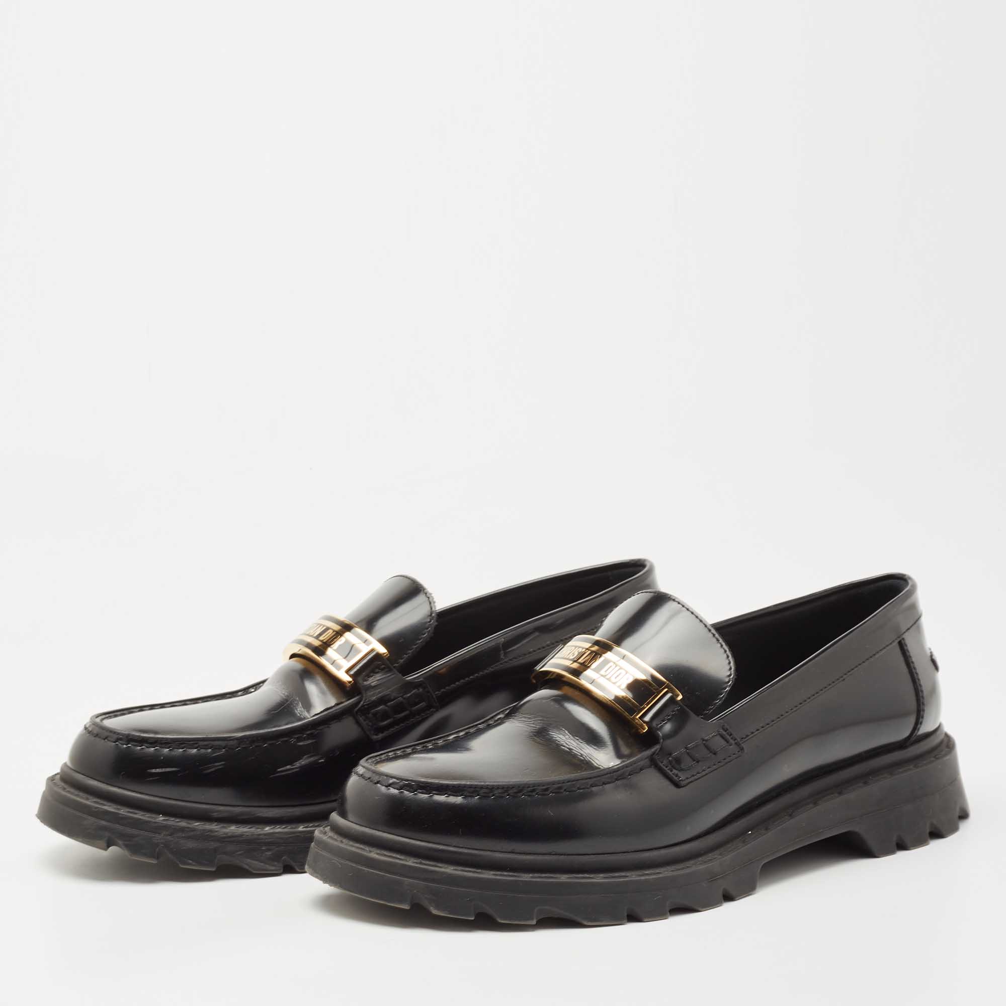 

Dior Black Patent Leather Code Loafers Size