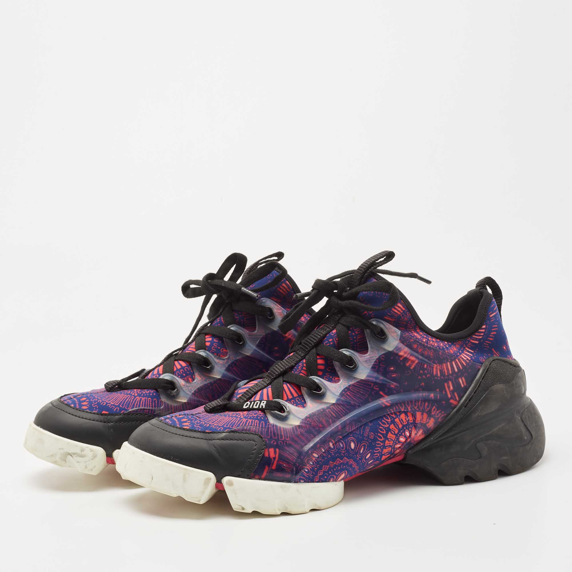 

Dior Two Tone Firework Print Fabric D-Connect Sneakers Size, Blue