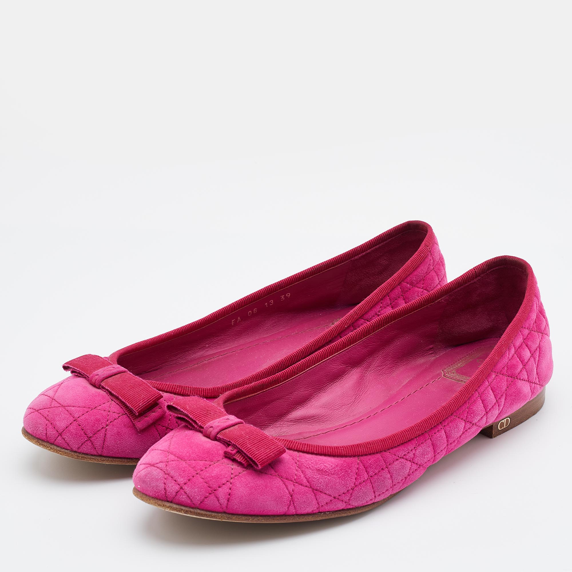 

Dior Pink Quilted Cannage Suede My Dior Ballet Flats Size