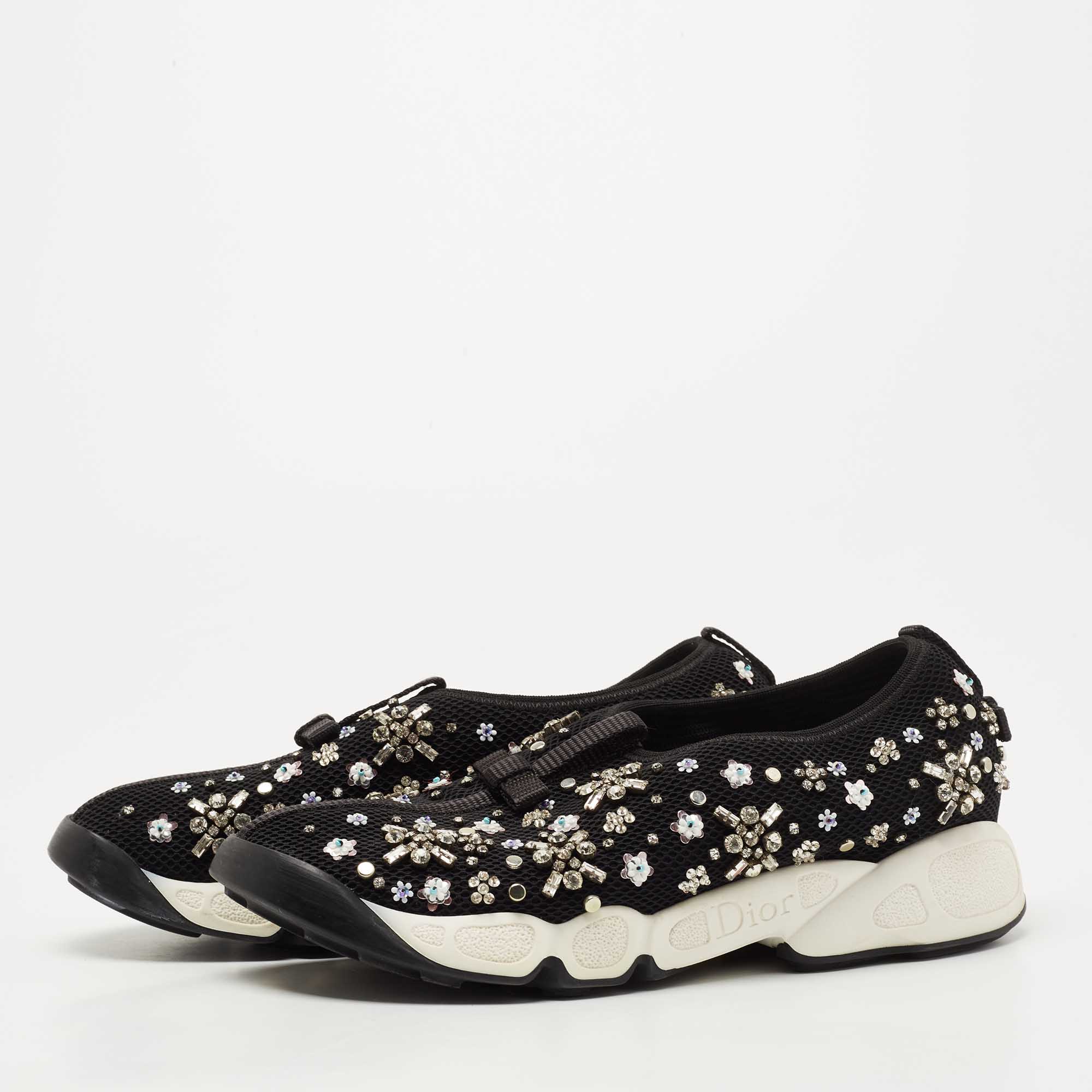 

Dior Black Mesh Crystal Embellished Fusion Sneakers Size