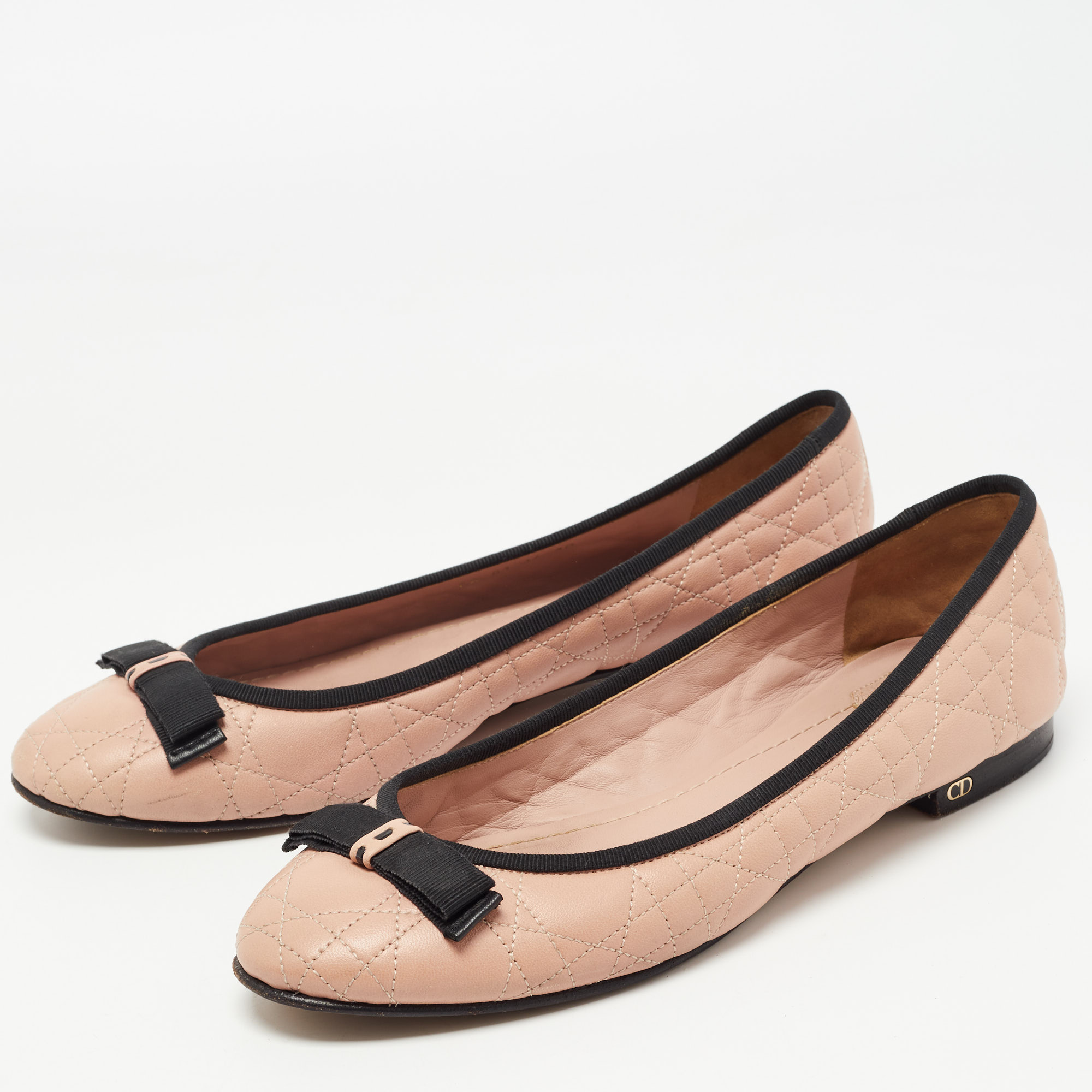 

Dior Pink Cannage Leather Bow Ballet Flats Size