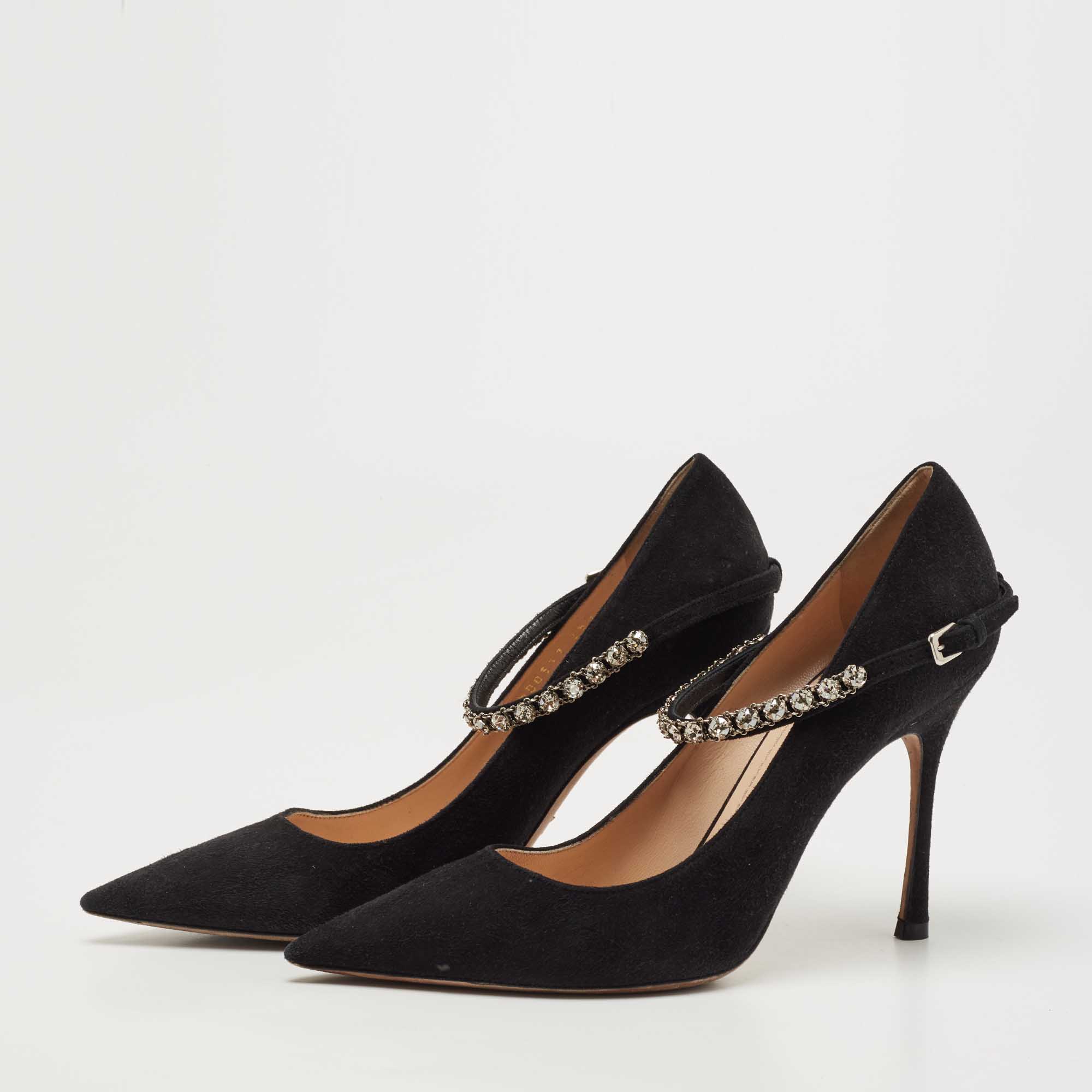 

Dior Black Suede Crystal Embellished Pumps Size