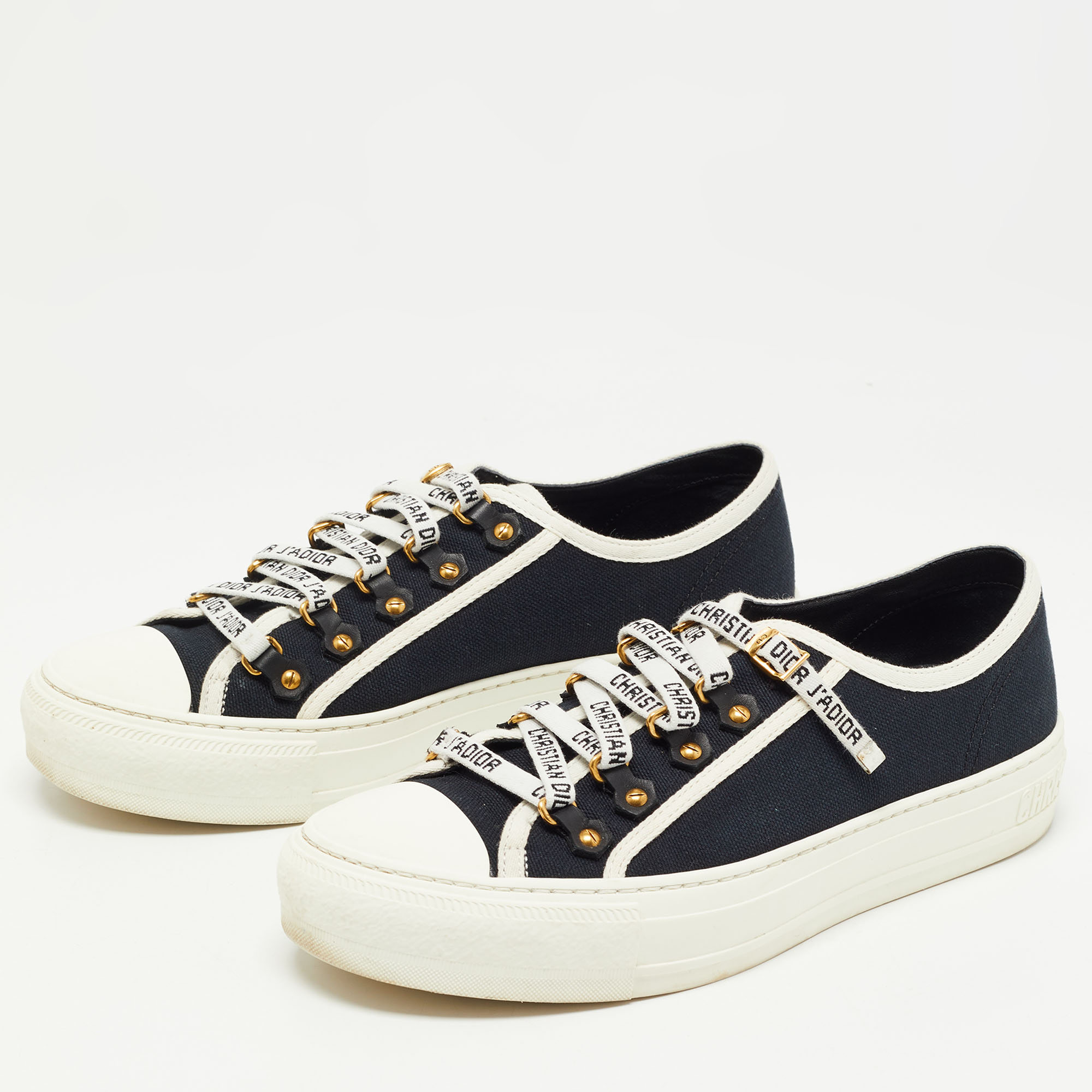 

Dior Navy Blue Canvas and Leather Walk'n'Dior Sneakers Size