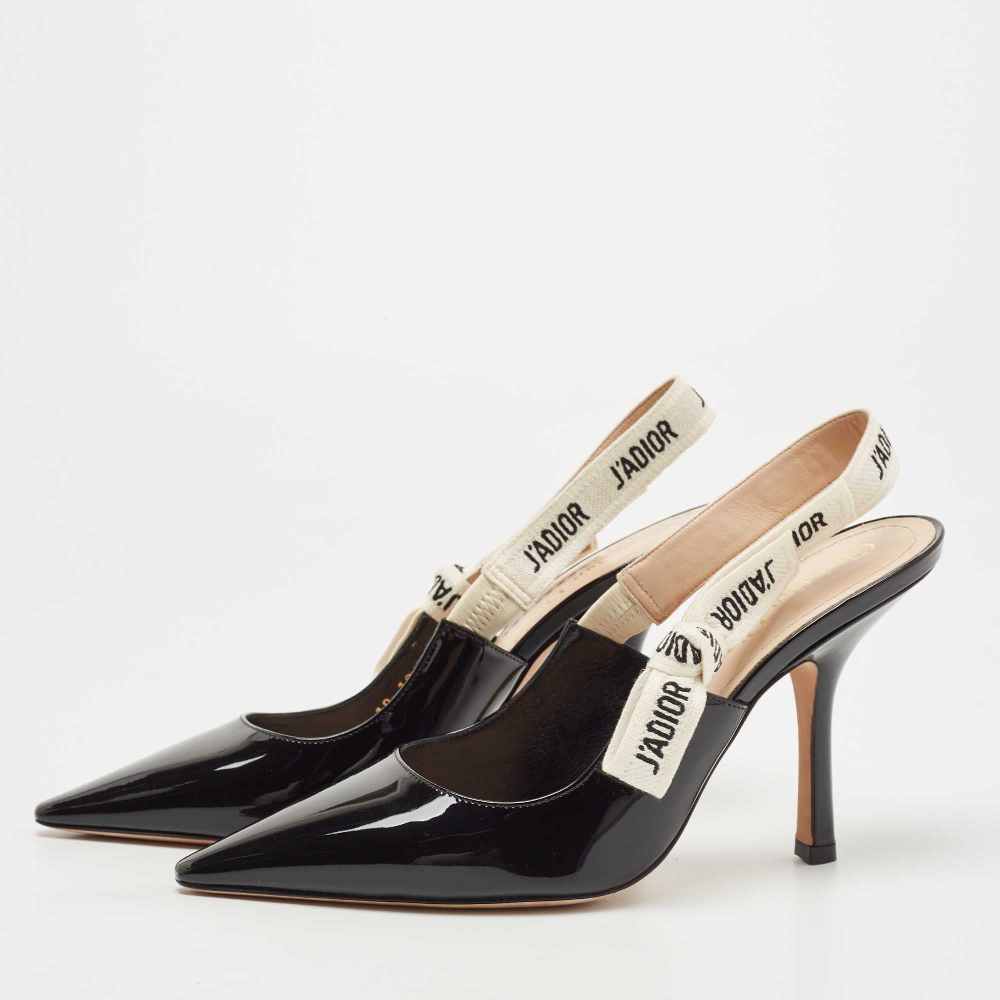 

Dior Black Patent Leather J'Adior Slingback Pumps Size