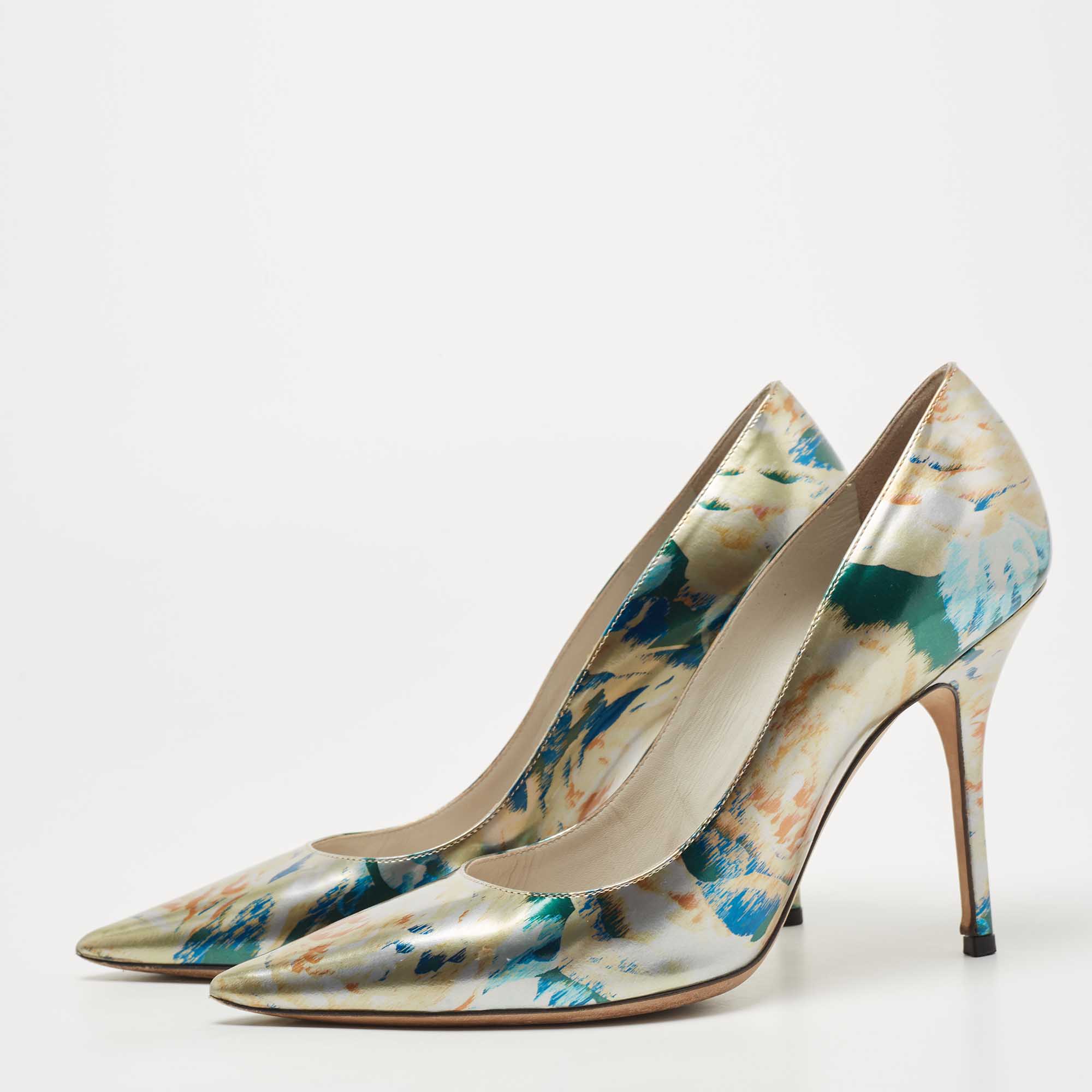 

Dior Metallic Multicolor Printed Leather Pointed Toe Pumps Size