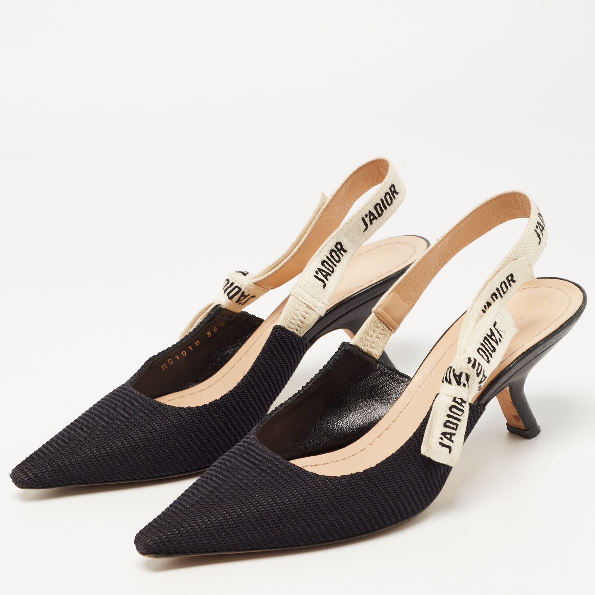 

Dior Black Fabric J'adior Slingback Pumps Size