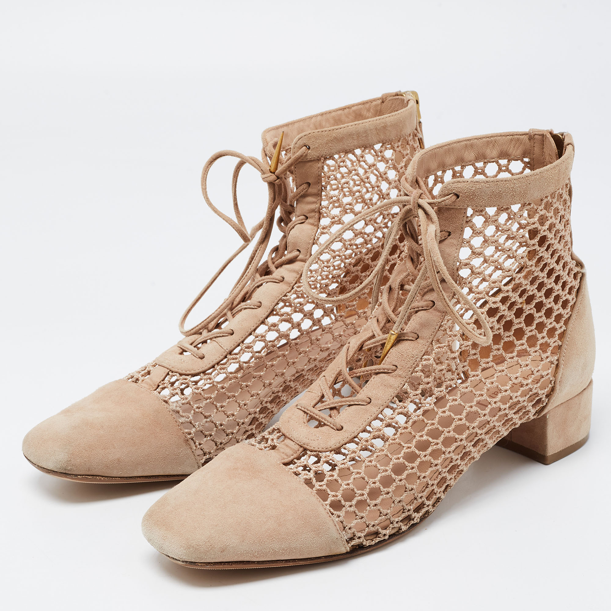 

Dior Beige Suede and Mesh Naughtily-D Ankle Boots Size