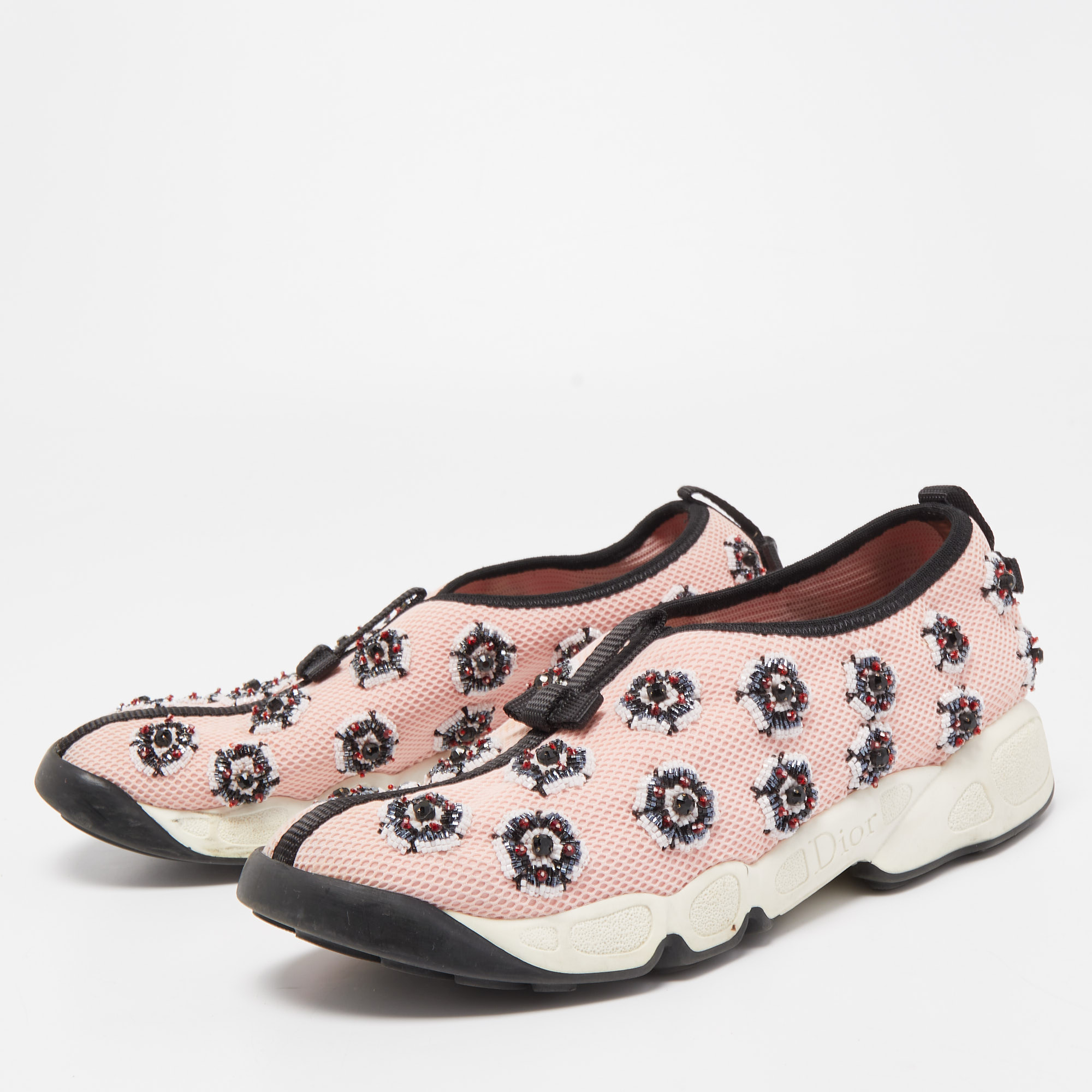 

Dior Pink Crystal Embellished Mesh Fusion Sneakers Size