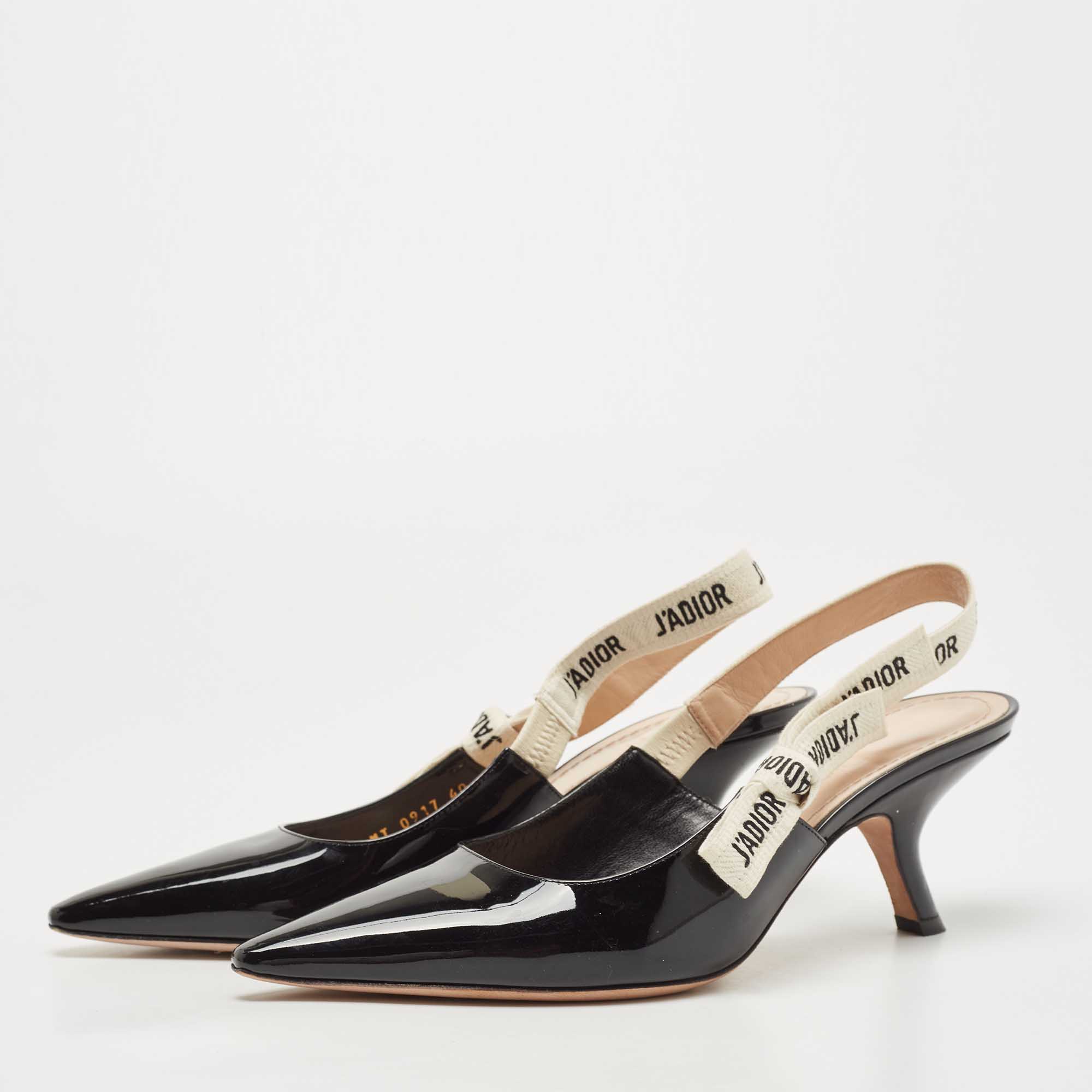 

Dior Black Patent Leather Jadior Slingback Pumps Size