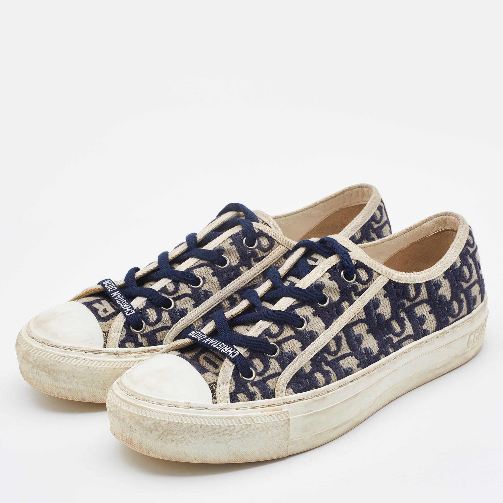 

Dior Blue Oblique Canvas Walk'n'Dior Low Top Sneakers Size