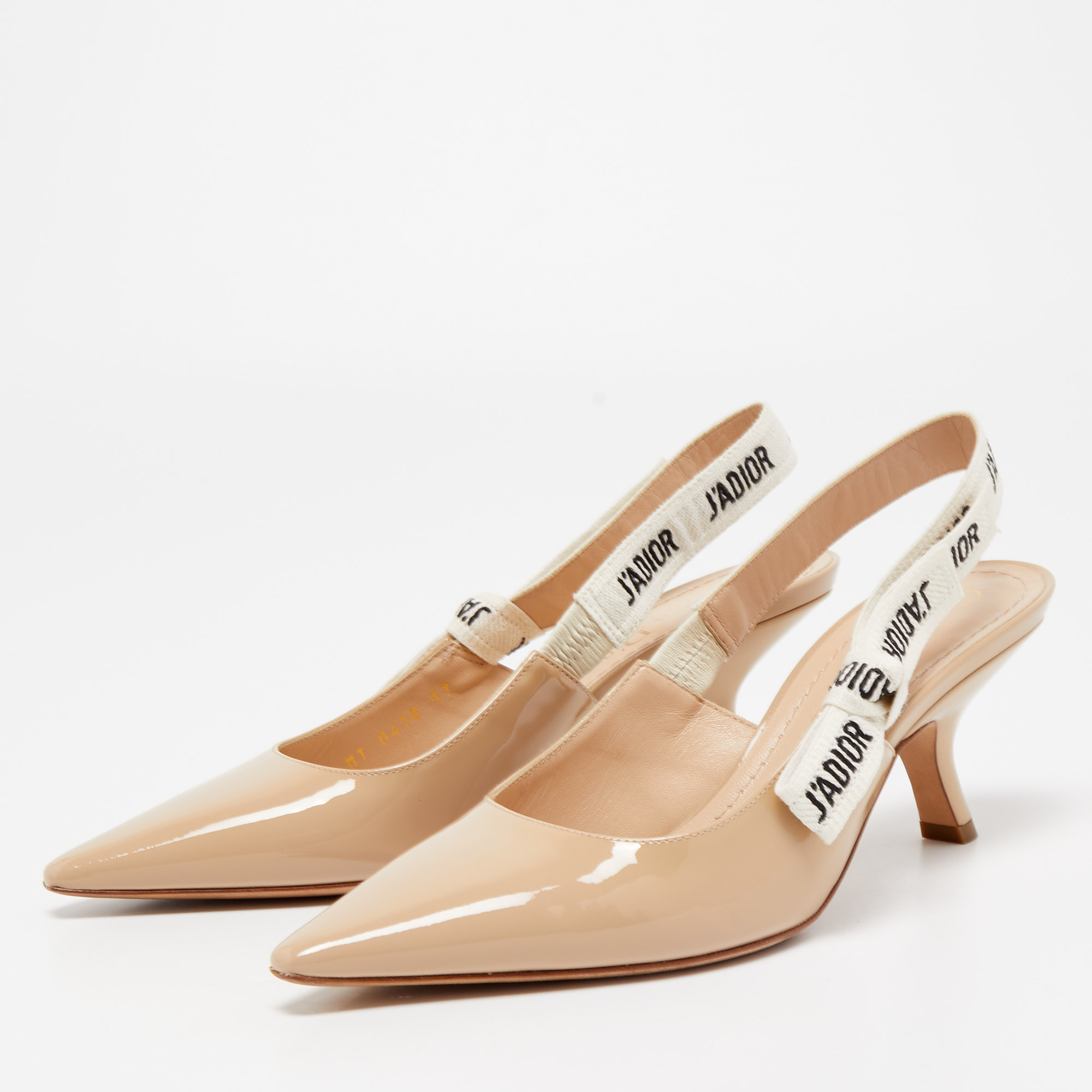

Dior Beige Patent Leather J'adior Slingback Pumps Size