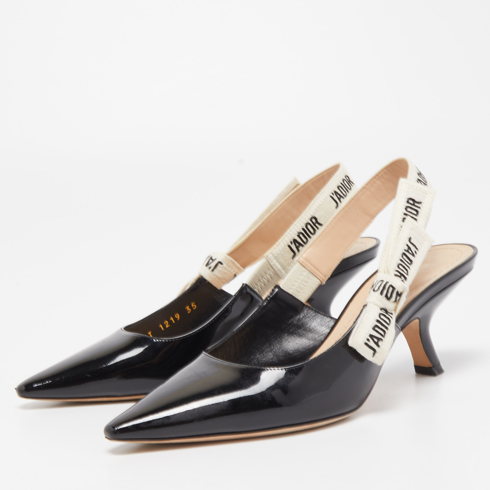 

Dior Black Patent Leather J'adior Slingback Pumps Size