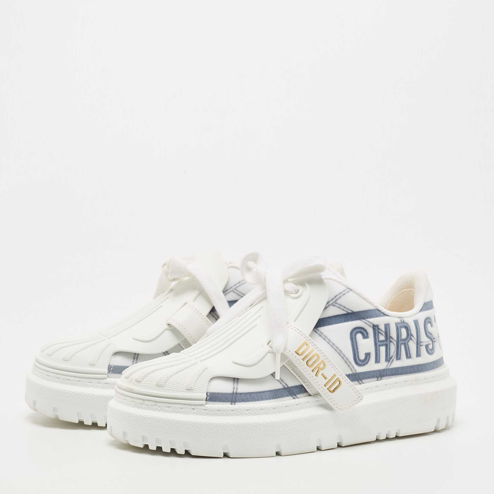 

Dior White Leather and Canvas Dior ID Sneakers Size