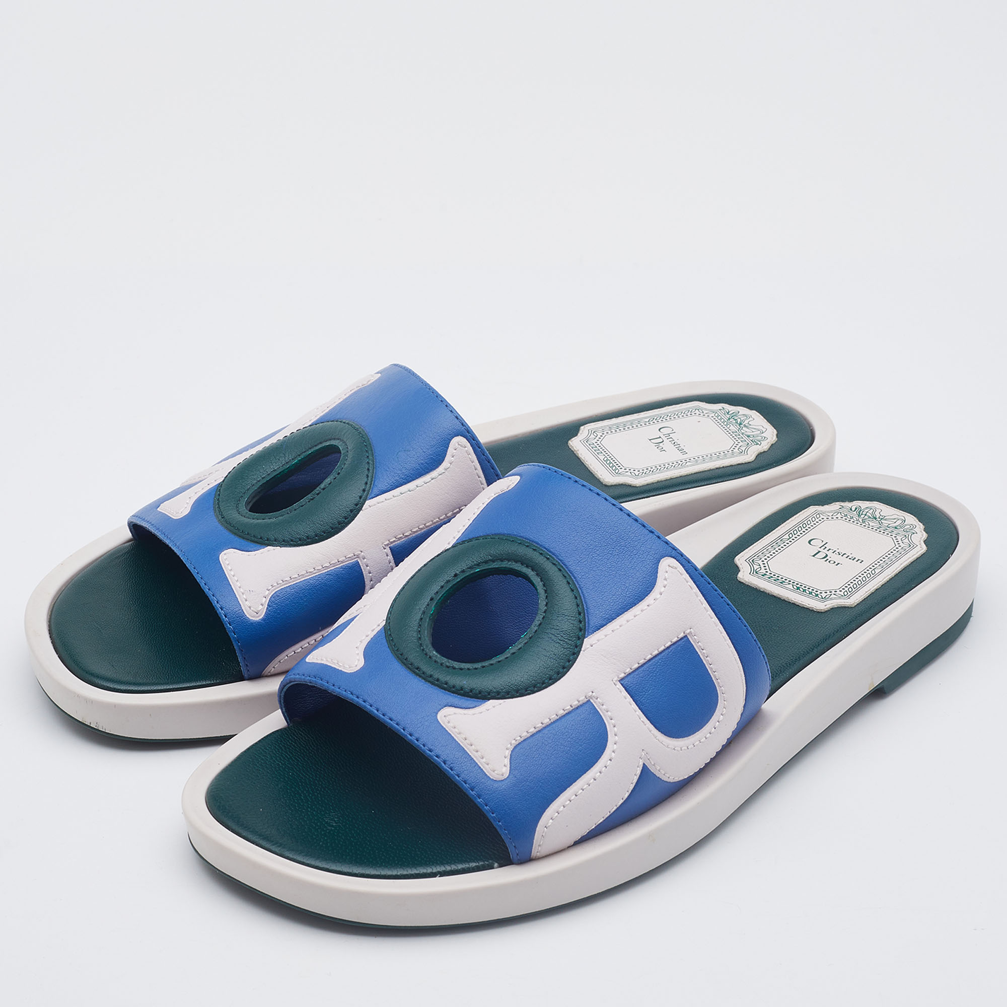 

Dior Tricolor Leather Marina Slides Size, Blue