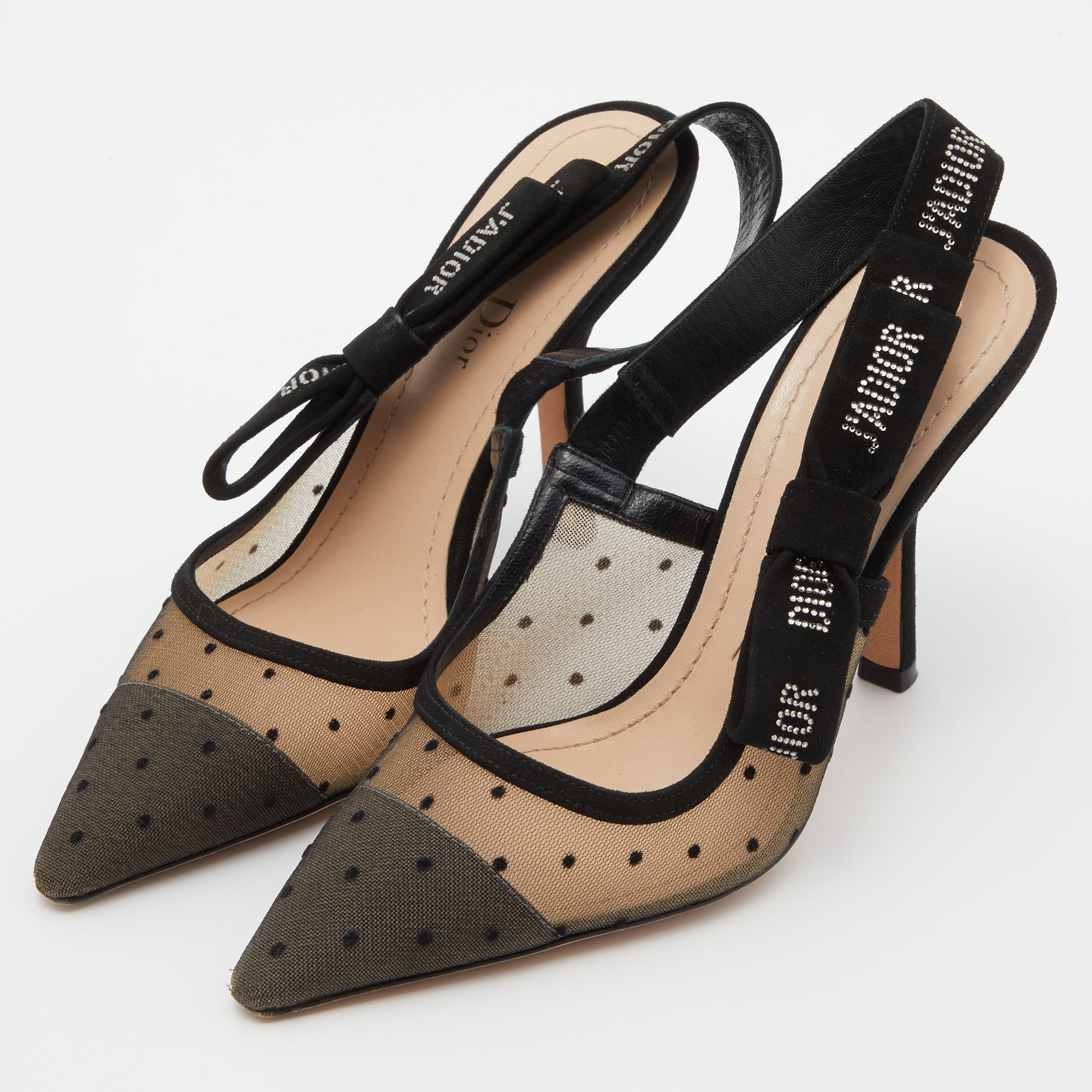 

Dior Black Mesh and Suede J'adior Slingback Pumps Size
